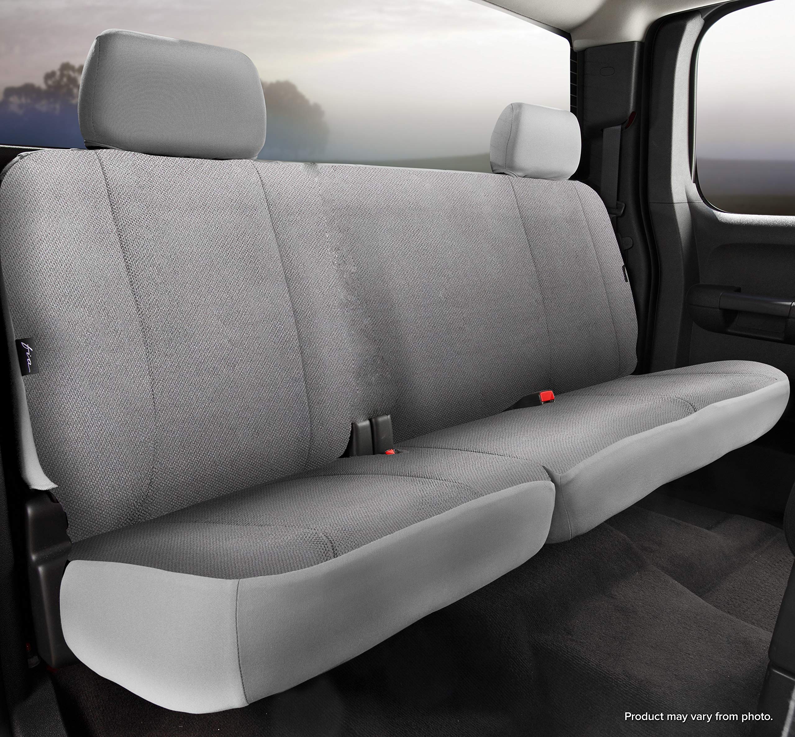 Fia TRS42-67 Gray Custom Fit Rear Seat Cover Split Cushion 60/40 - Saddle Blanket (Solid Gray) | Durable Car Seat Protector for Trucks & SUVs | Perfect for Pets, Kids & Outdoor Adventures