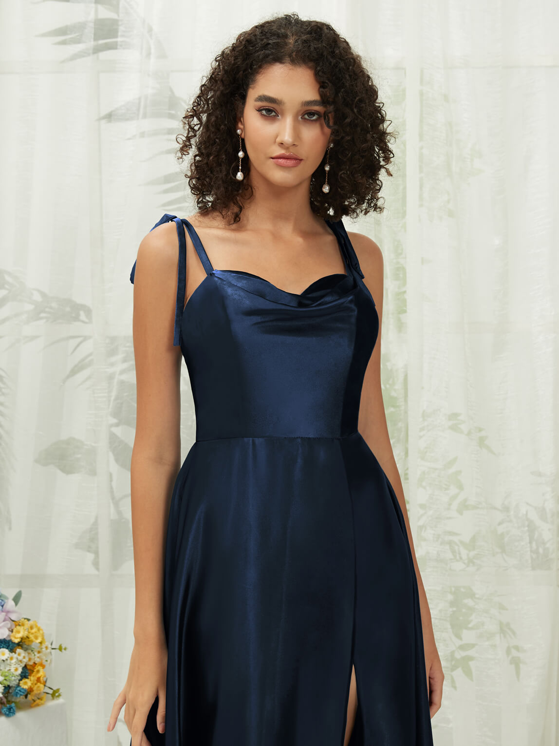Elegant Dark Navy Satin Sweetheart Neckline Formal Gown with Adjustable Straps & Hidden Pocket - Perfect for Prom, Evening Gala, Wedding Guest & Special Occasions