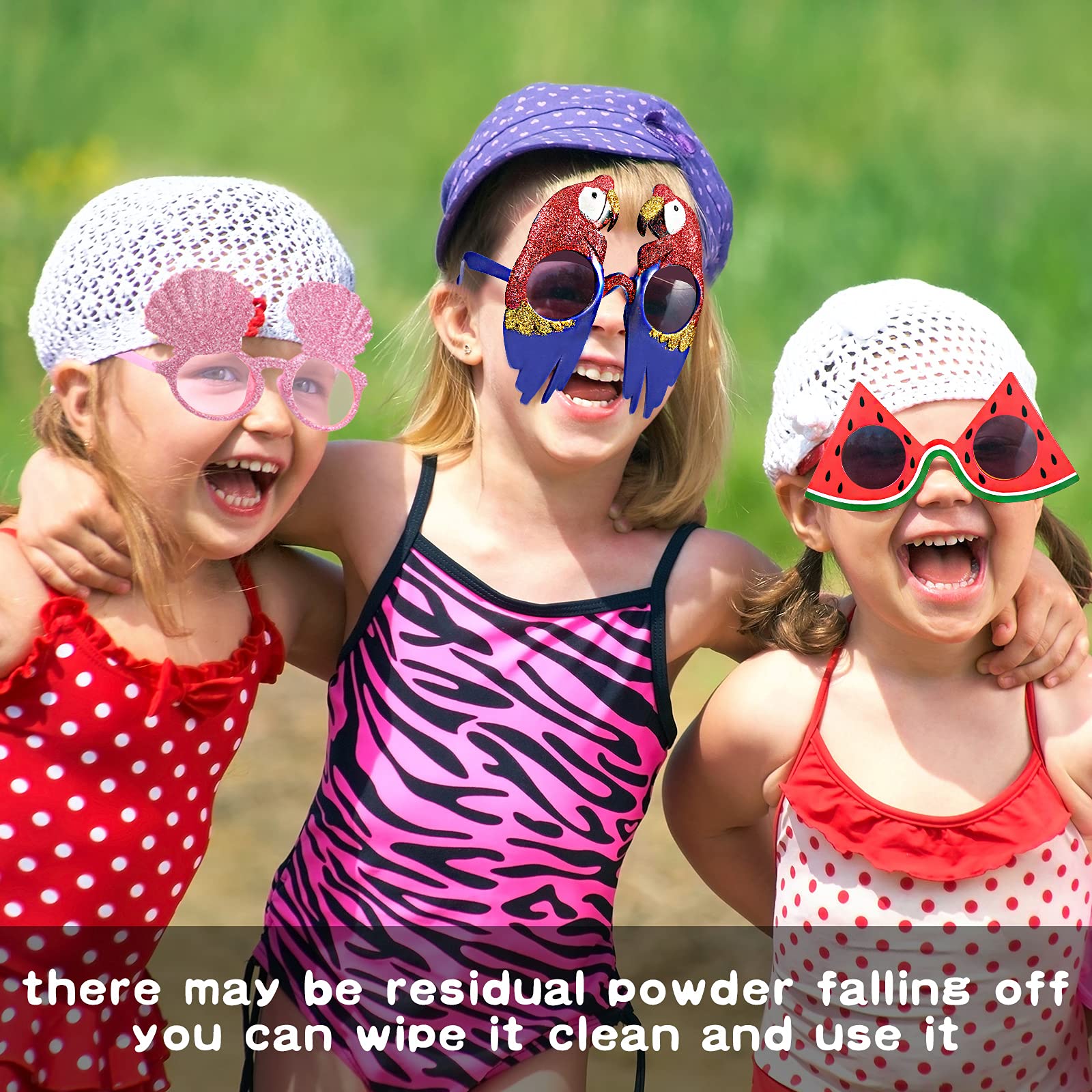 Frienda 6 Pairs Luau Party Sunglasses - Hawaiian Themed Novelty Eyewear for Kids & Adults - Tropical Beach Party Accessories, Summer Fancy Dress Props - Perfect for Hawaiian Luaus, Beach Parties & Costume Events