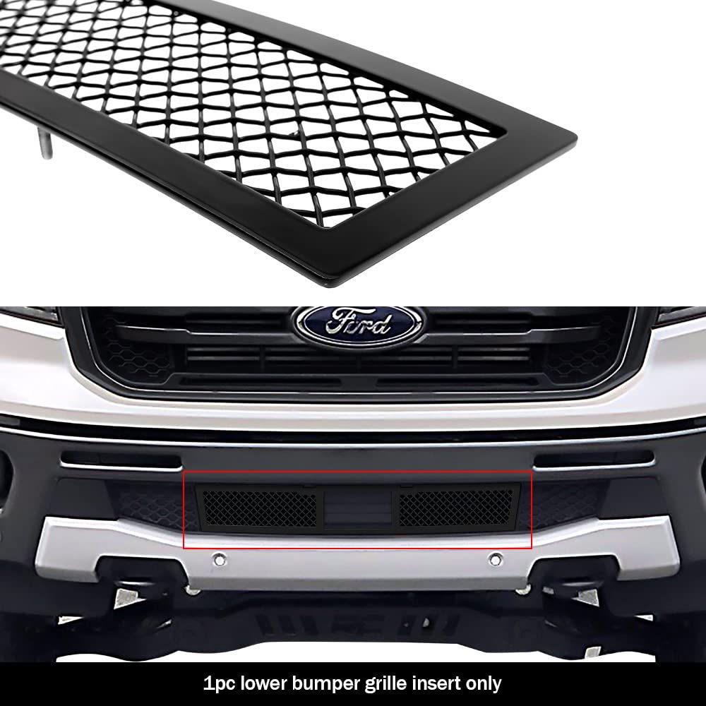 APS Compatible with Ford Ranger 2019-2023 Lower Bumper Grille Insert - Stainless Steel Black Mesh Front Grill for Adaptive Cruise Control | F75191H | Off-Road & Street Style Upgrade