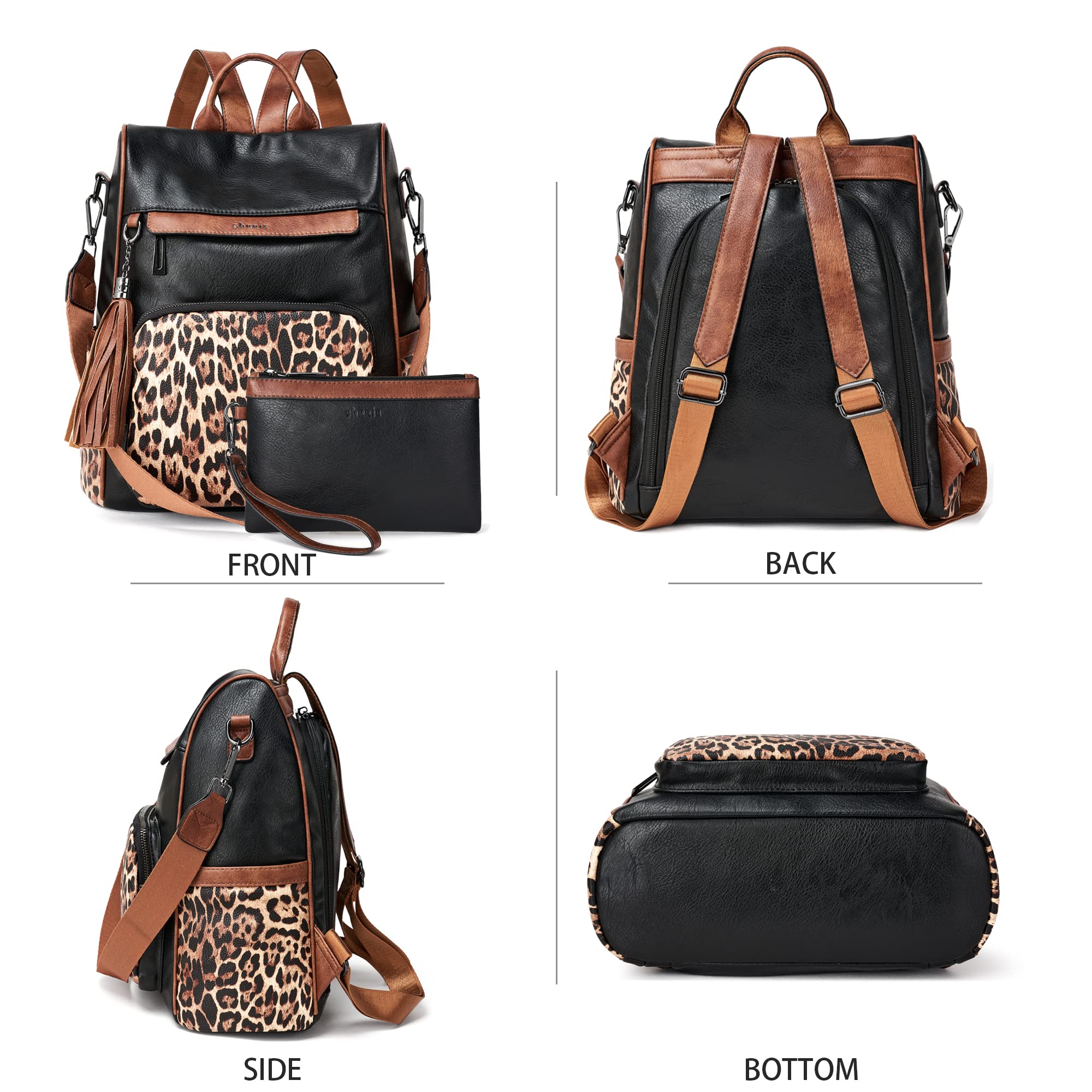 Shrrie Women's PU Leather Anti-Theft Travel Backpack Purse - Stylish Shoulder Bag with Tassel for Work, School & Travel Accessories