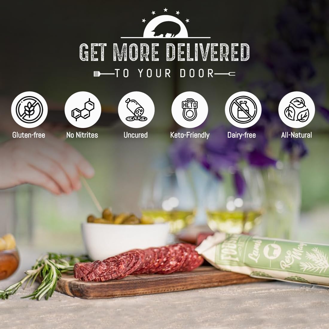 Foustman's Salami Variety Pack - 6 Nitrate-Free, Naturally Cured, Gluten-Free & Dairy-Free Sausages (San Francisco Style, Turkey Habanero, Spicy Beef, Lamb Garlic & Rosemary) 8oz Each - Perfect for Charcuterie Boards, Picnics & Keto Snacking