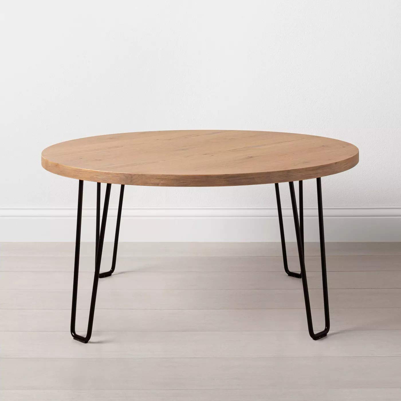 Shivpiin 36 Inch Round Wood and Wire Coffee Table - Modern Industrial Living Room Furniture for Small Spaces, Home Decor Centerpiece