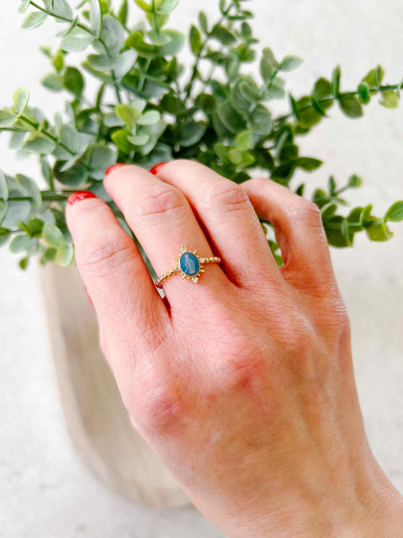 Lady Lourdes Ring - Elegant French Blue Cubic Zirconia Silver Ring for Women | Perfect for Weddings, Anniversaries & Special Occasions