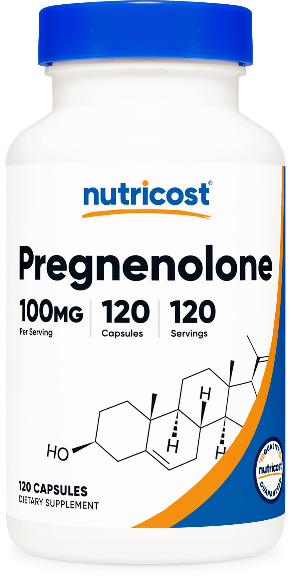 Nutricost Pregnenolone 100mg, 120 Capsules - Non-GMO, Gluten Free, Vegetarian Supplement for Hormone Support & Stress Relief - Supports Energy, Mood & Sleep