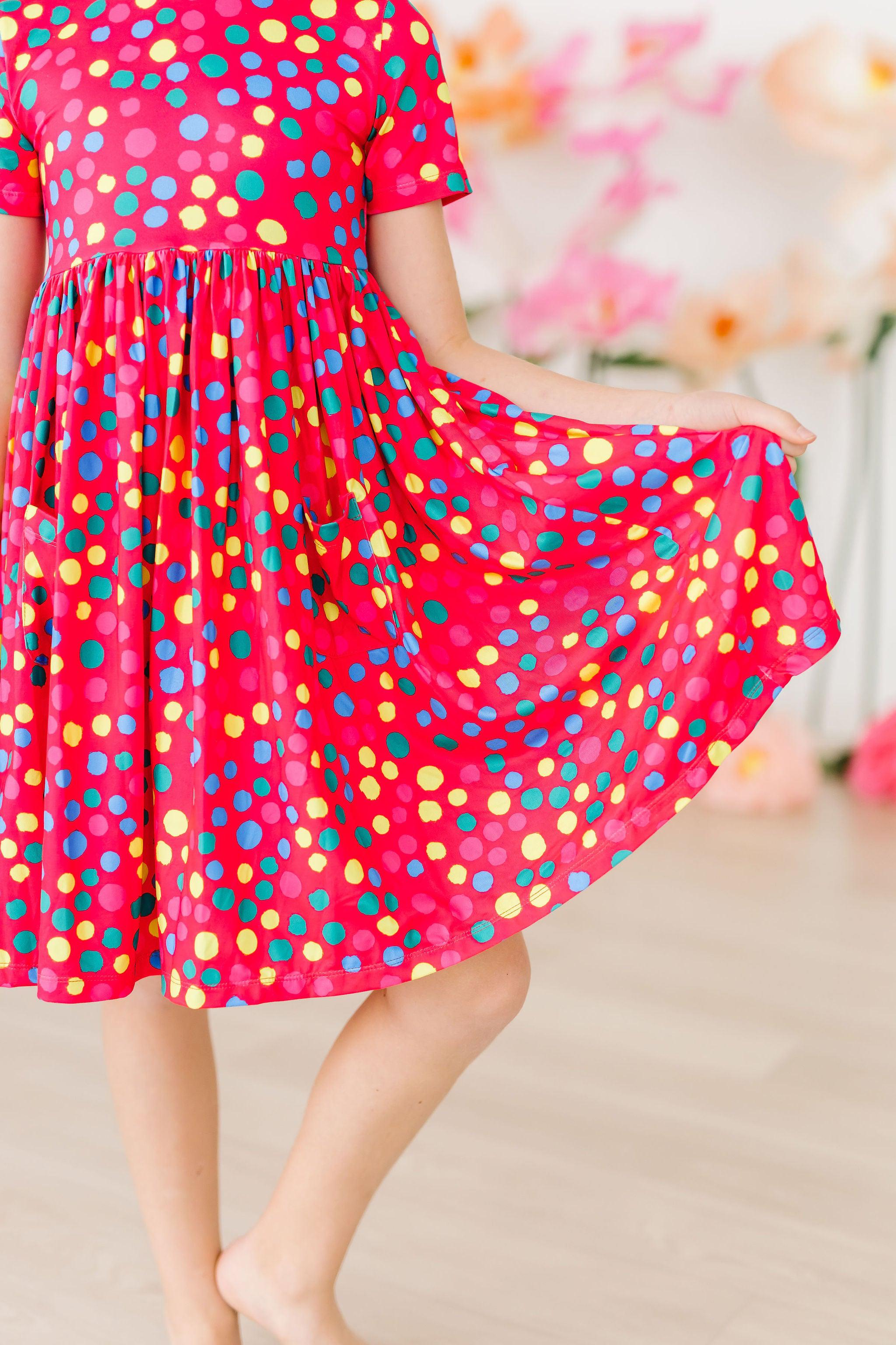 Polka Dot Summer Short Sleeve Pocket Twirl Dress for Women - Perfect for Parties, Weddings & Outdoor Events