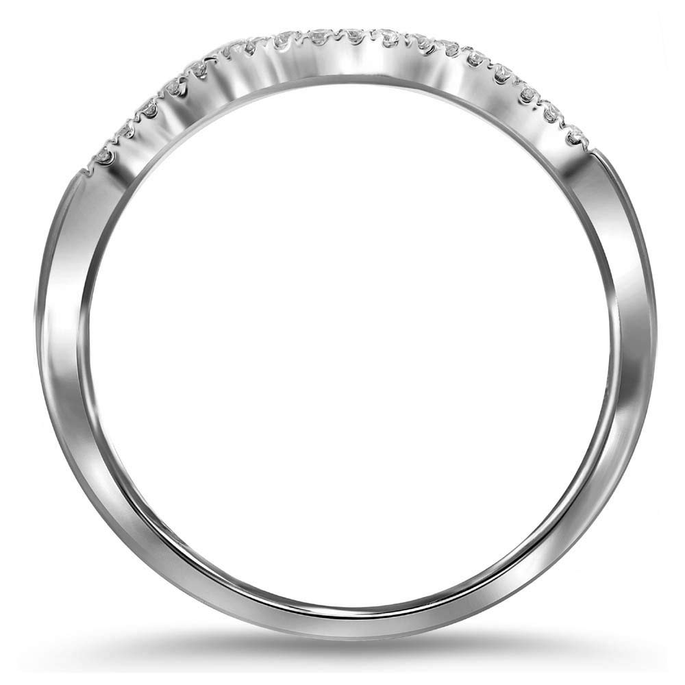 14K White Gold Women's Round Diamond Wedding Contoured Band Ring - 1/20 CTTW | Elegant Bridal Jewelry for Engagement, Anniversary & Special Occasions