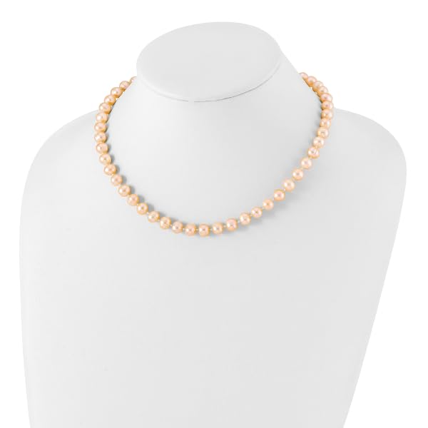 925 Sterling Silver 7mm Pink Freshwater Cultured Pearl Necklace for Women - Elegant Chain Jewelry Gift for Birthday, Anniversary & Valentine's Day