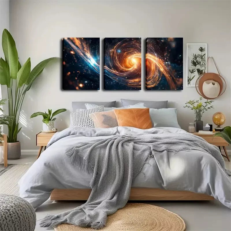 3-Piece Stunning Galaxies Wall Art Set - Framed Canvas Prints 40x60cm (16x24in) - High Quality Space Decor - 100% Australian Made - Ready to Hang - Perfect for Living Room, Bedroom or Office Decor
