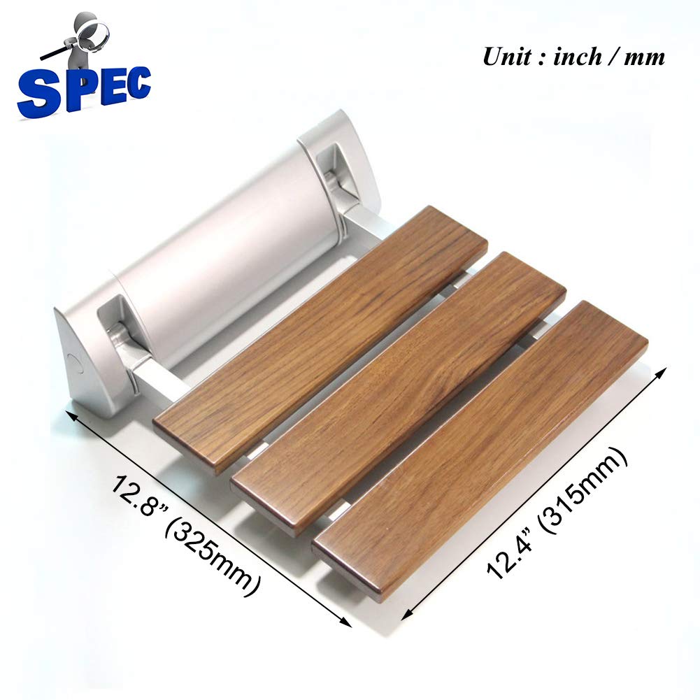 Foldable Wall-Mounted Shower Seat - Solid Wood Bathtub Safety Stool Chair with 350 lbs Weight Capacity - Non-Slip Bathroom Stool for Elderly & Disabled - Perfect for Shower, Bathtub & Spa Safety Use