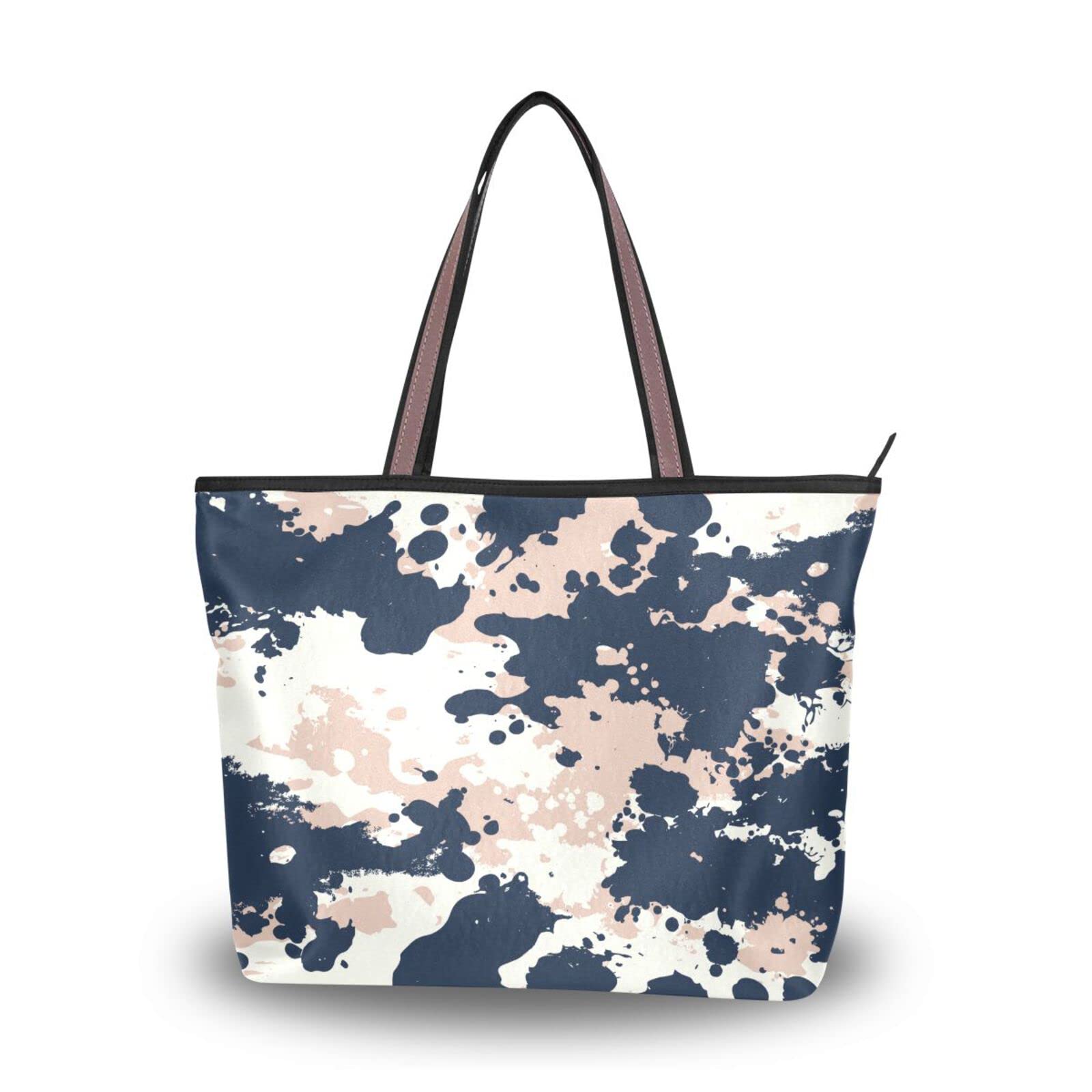 ALAZA Camouflage Print Tote Bag for Women - Reusable Zippered Shoulder Handbag, Large Beach Bag for Travel, Shopping & Daily Use | Durable & Stylish Carryall for Work, Gym & Outdoor Activities