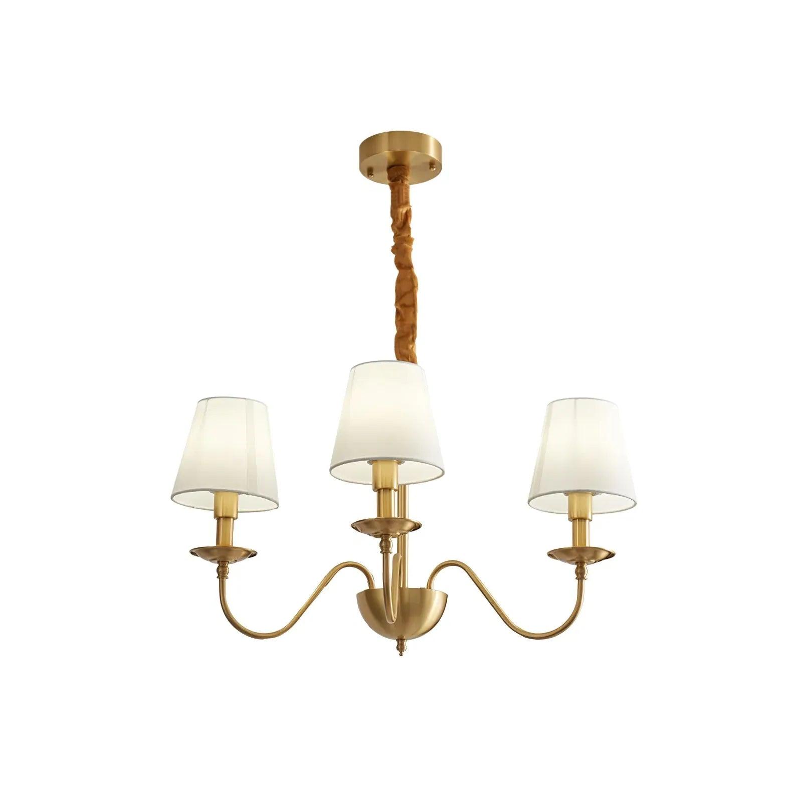 Vintage Gold Chandelier with Multi-Light White Shades - Elegant Ceiling Lighting for Dining Room, Bedroom, or Living Room