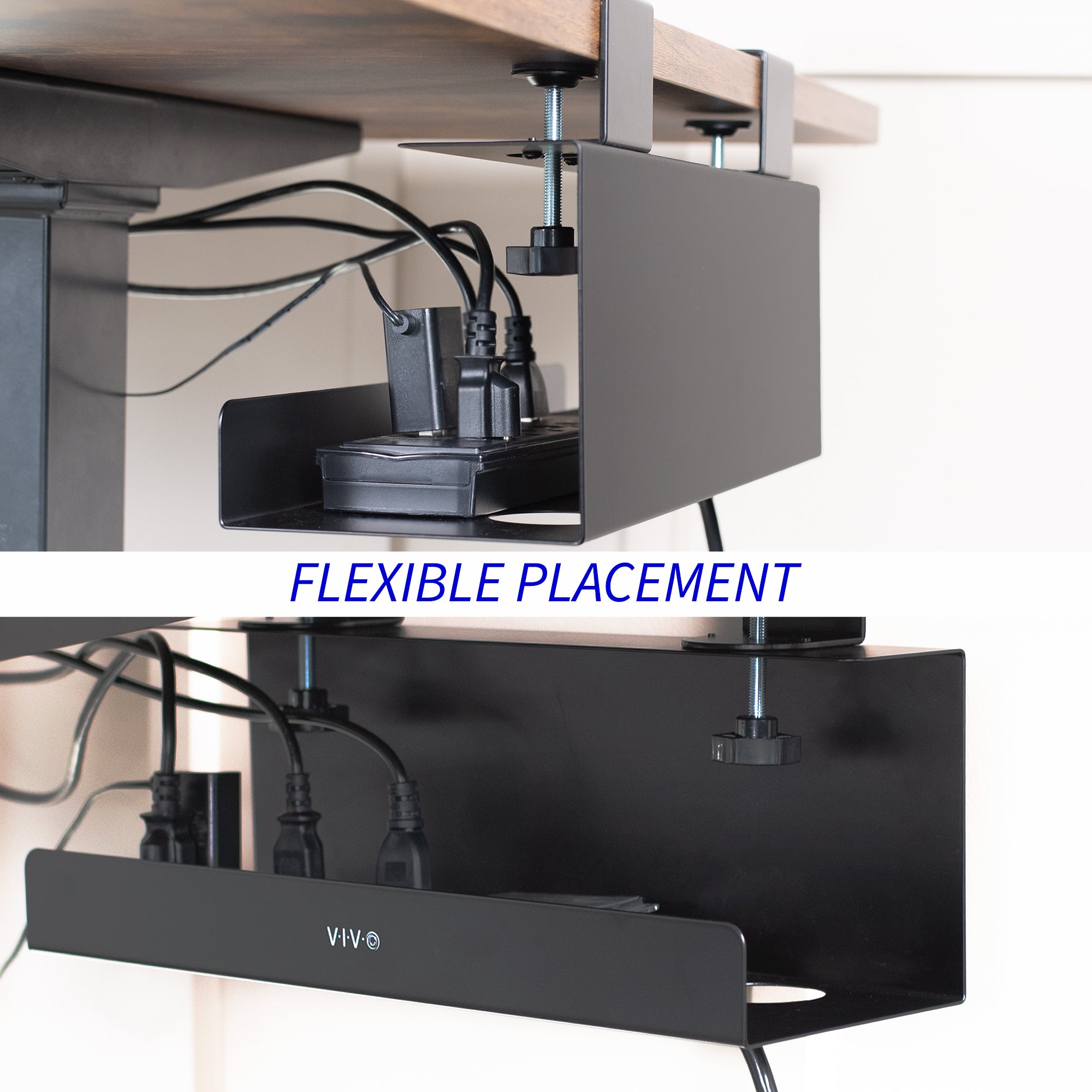 Cable Management Tray - Under Desk Clamp On Organizer for Wires & Cords | Perfect for Home Office, Gaming Setup & Computer Workstation
