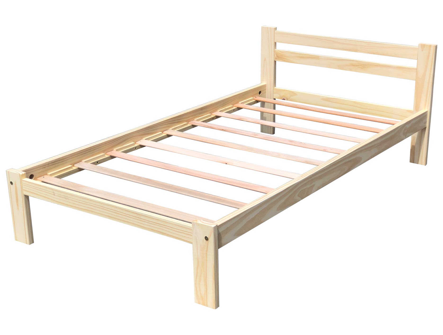 Solid Pine Twin Bed Frame with Slats Support - Unfinished Wooden Single Bed for Kids, Boys & Girls Bedroom | Ready to Finish DIY Project | Perfect for Children's Room, Guest Room or Dormitory