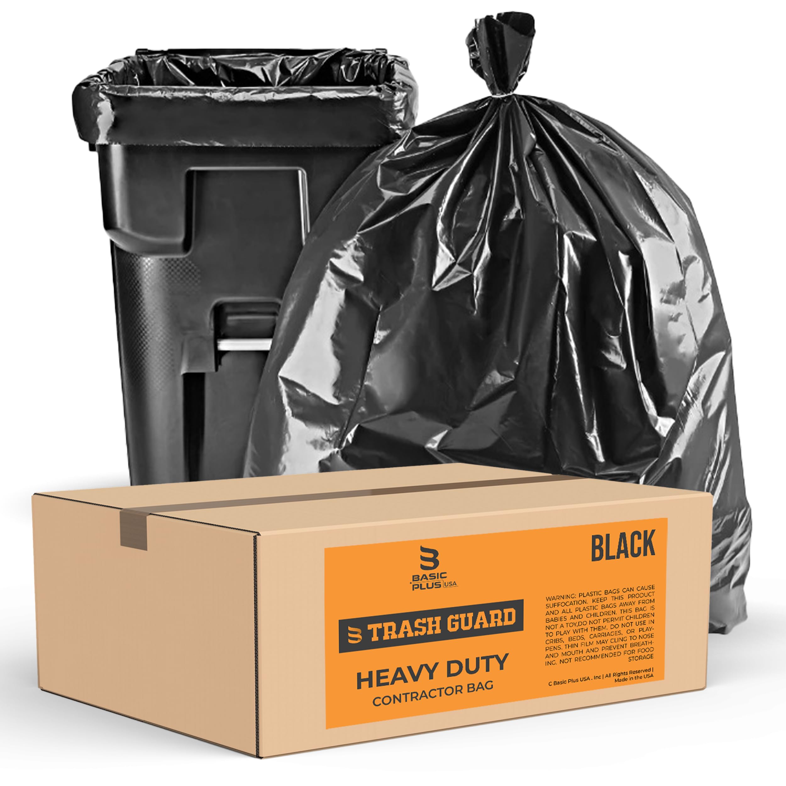 55 Gallon Heavy Duty Contractor Trash Bags - 30 Count Value Pack, 3 MIL Thick, 38