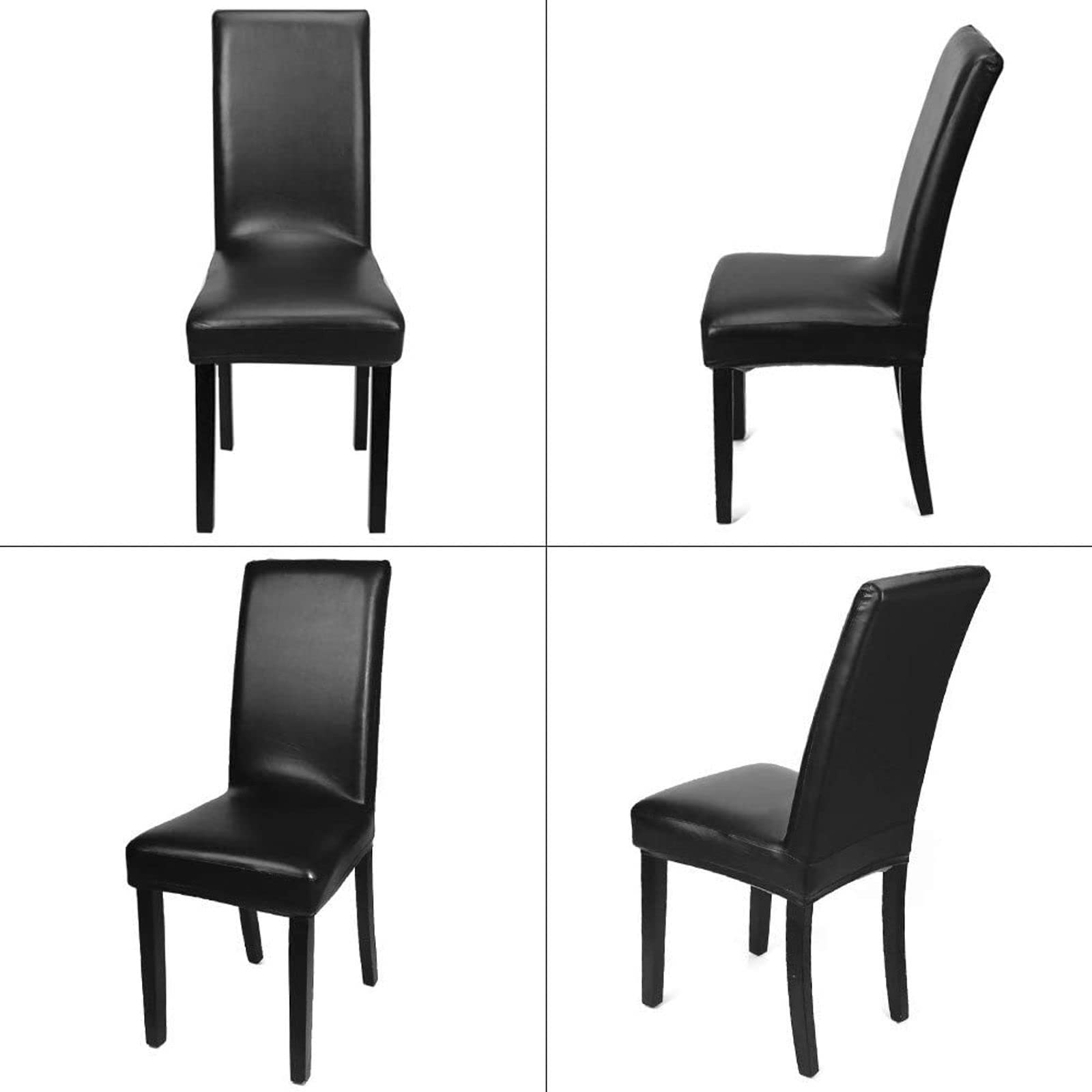 Premium PU Leather Dining Chair Covers - Waterproof Stretch Slipcovers (Set of 2, Grey) for Kitchen, Restaurant & Hotel Use - Soft Protective Seat Covers for Home & Commercial Spaces