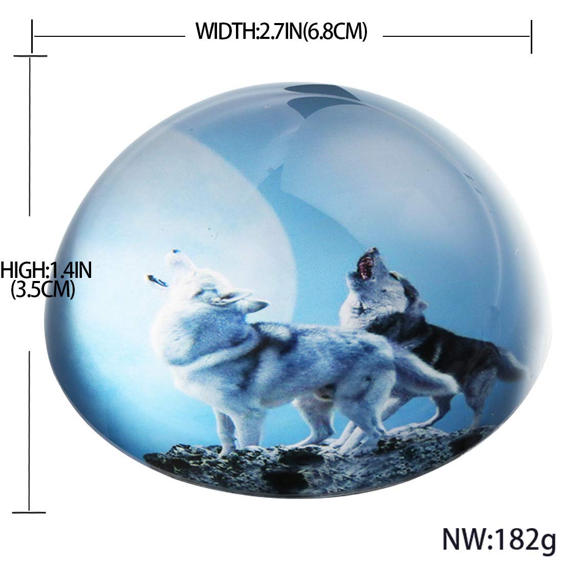 HANUR Crystal Wolf Paperweight - Elegant Glass Hemisphere for Office Desk Decor, Gift & Feng Shui Home Decoration | Perfect for Office, Study Room & Meditation Space