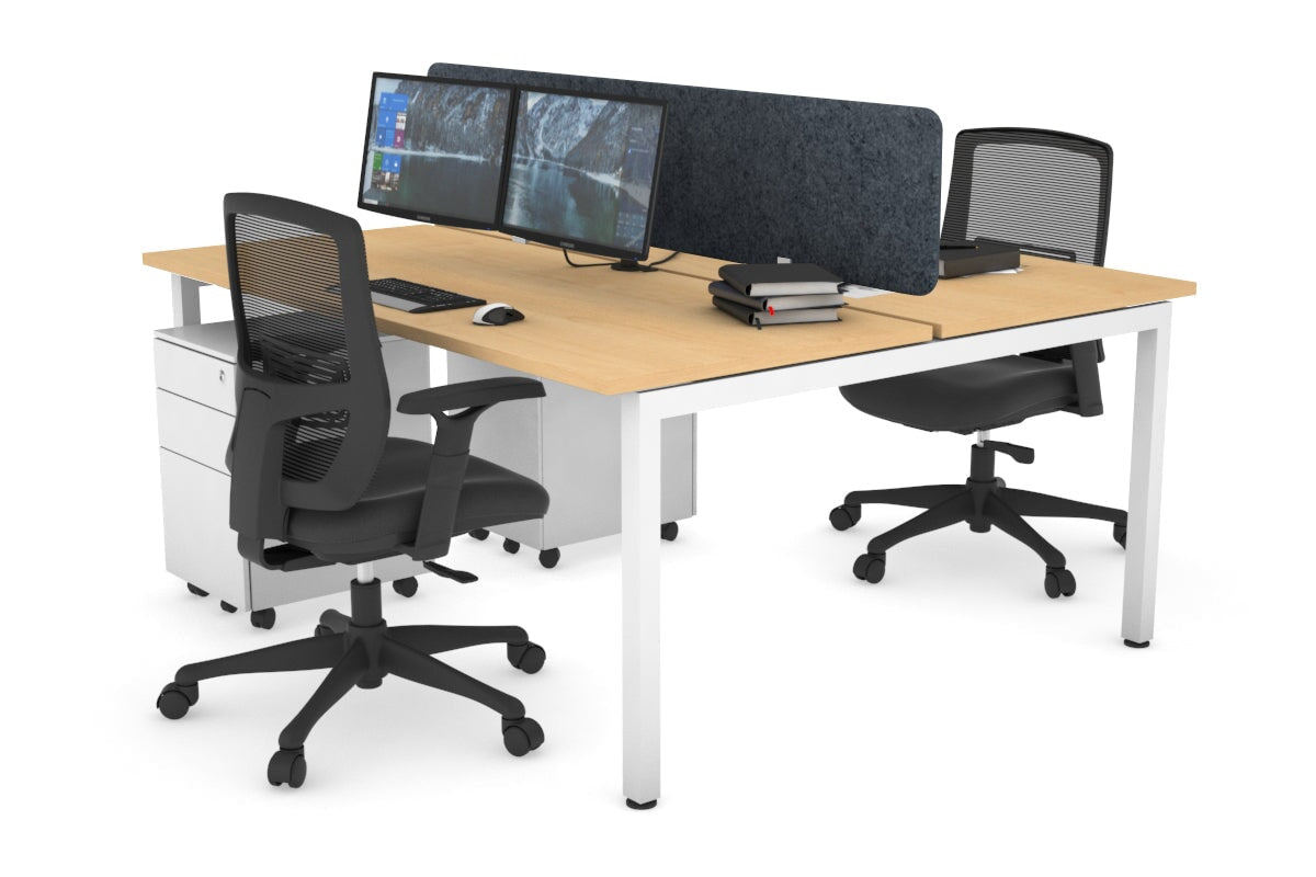 Quadro Square Legs 2 Person Office Workstation Desk - 1200L x 700W Modern Shared Workspace Solution for Home & Business Offices