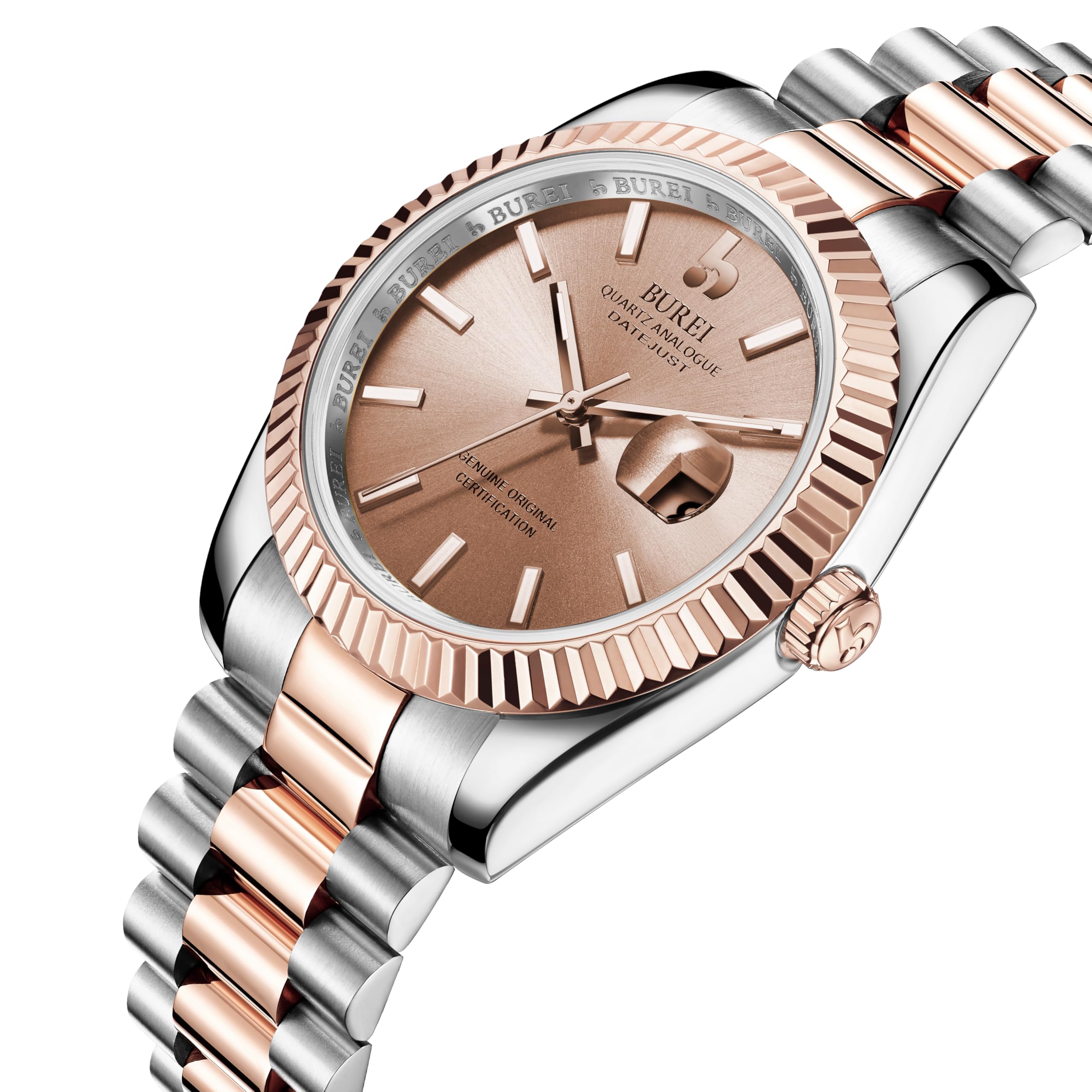BUREI Luxury Men's Watches - Stainless Steel Analog Business Dress Watch for Men, Waterproof & Fashionable, Perfect Gift for Him - Ideal for Office, Formal Events & Daily Wear