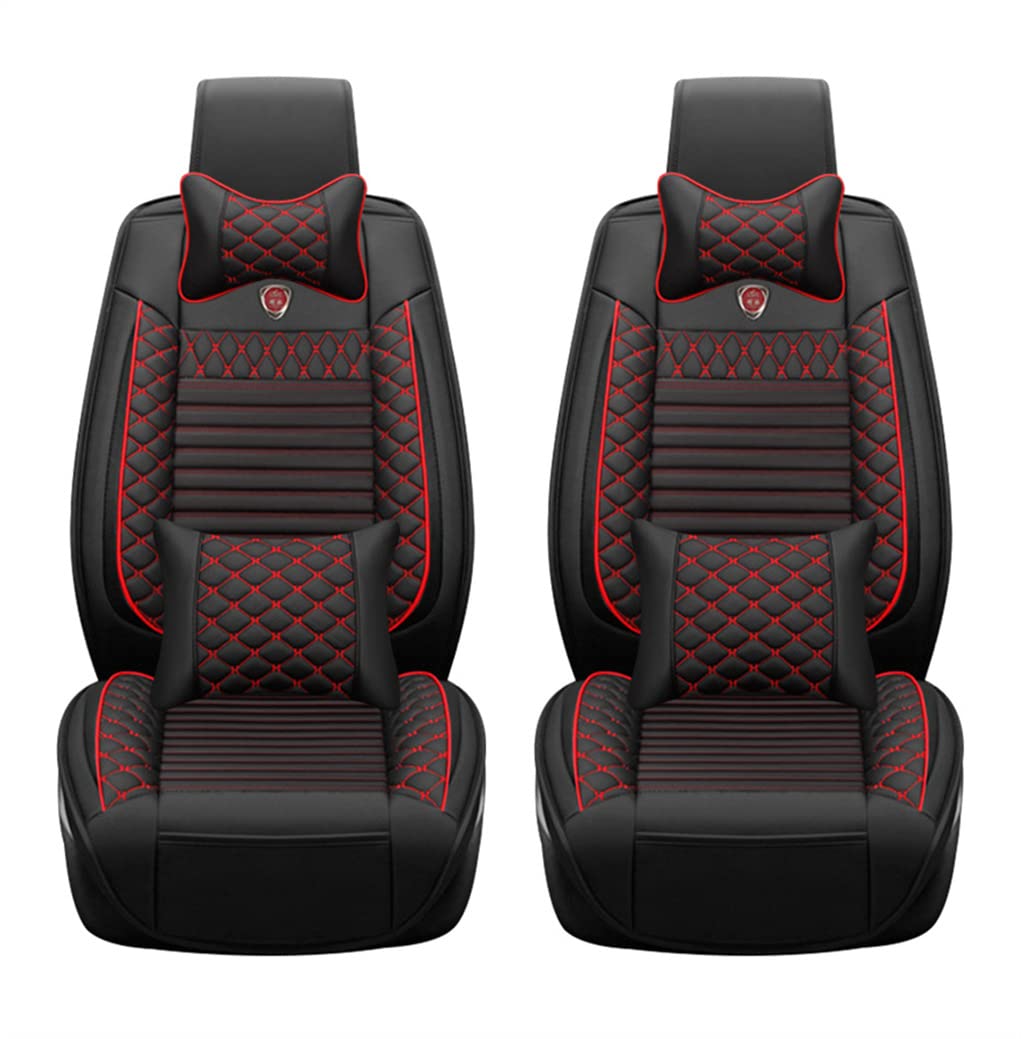 Premium 5-Seat Luxury Leather Car Seat Covers Full Set - Compatible with Mitsubishi Outlander, Pajero, L200 & Space Star - Headrest & Lumbar Support (Type A, Black) | Perfect for Road Trips, Family Travel & Vehicle Protection