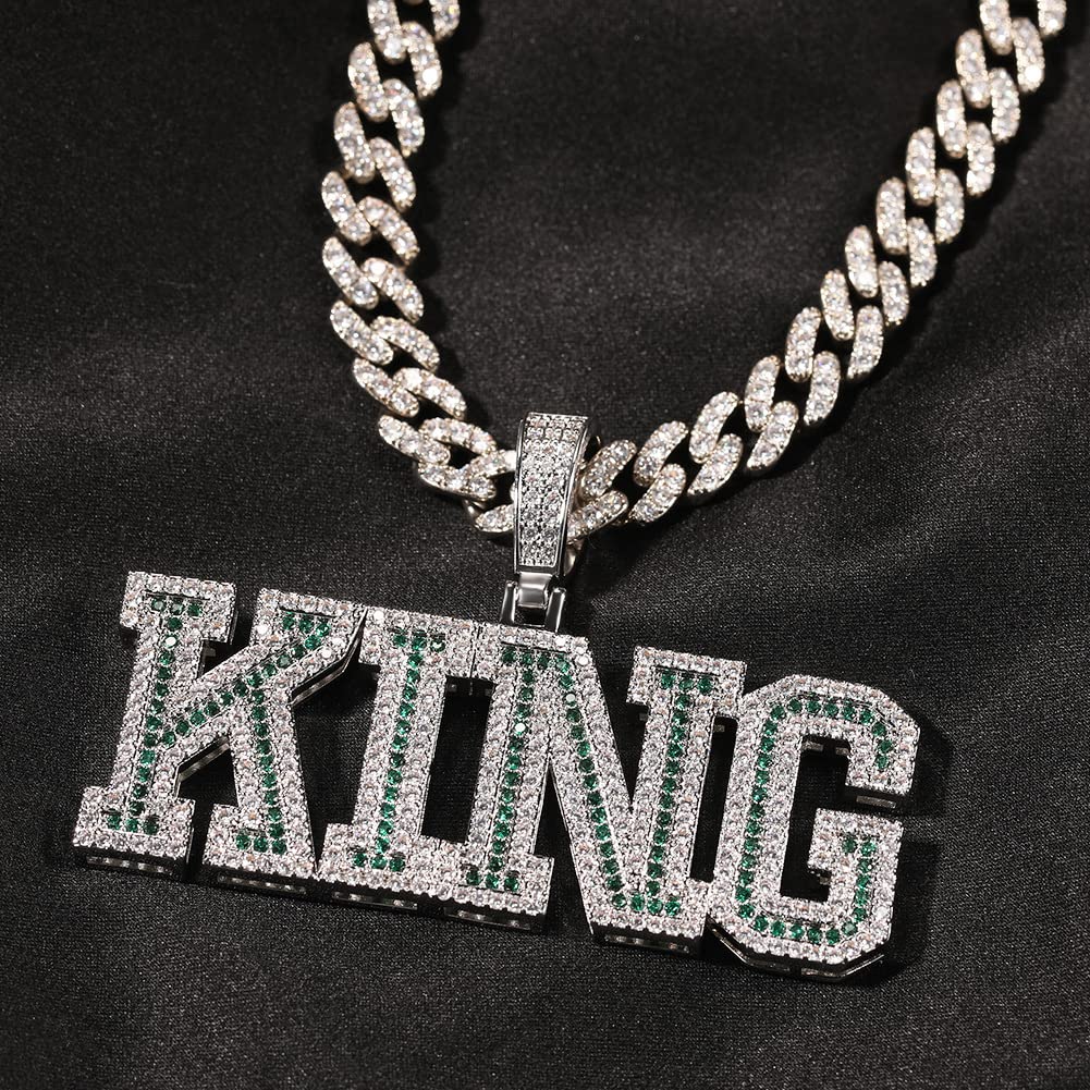 Custom Iced Out Diamond Letter Name Necklace - Personalized Gold/Silver Name Pendant with Colorful CZ Stones for Women | Gift for Birthday, Anniversary, Valentine's Day