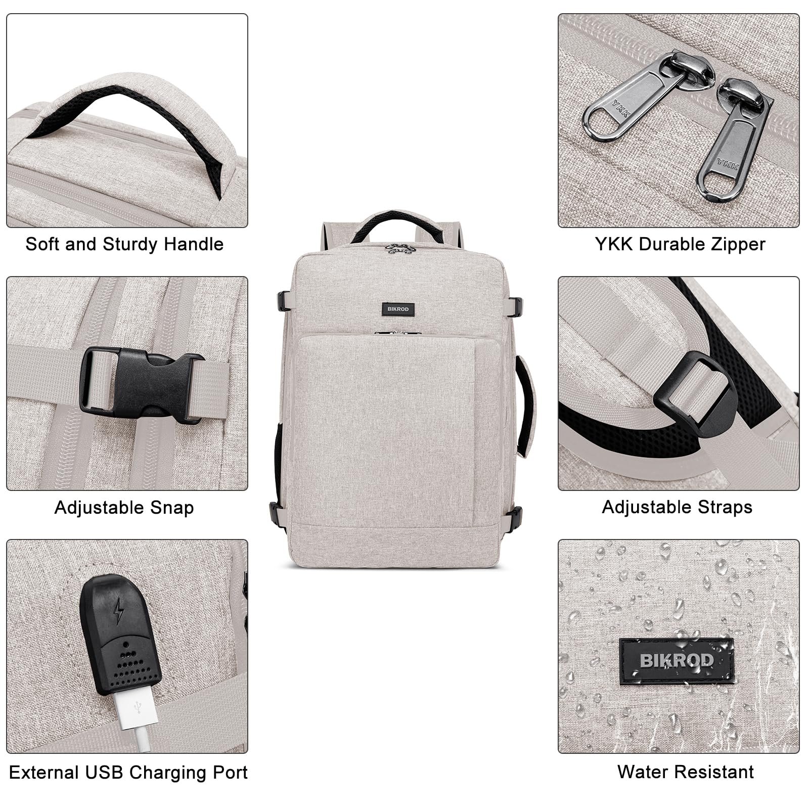 Extra Large Travel Backpack for Men & Women - 17.3 Inch Flight Approved Carry On Backpack with USB Charger Port, Sturdy Zipper & Luggage Sleeve - Perfect for Business Trips, Air Travel & Daily Commute (Beige)
