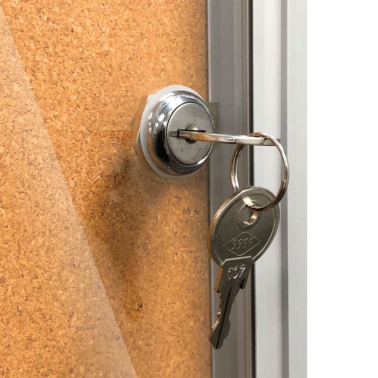 Lockable Aluminum Frame Cork Bulletin Board - 24