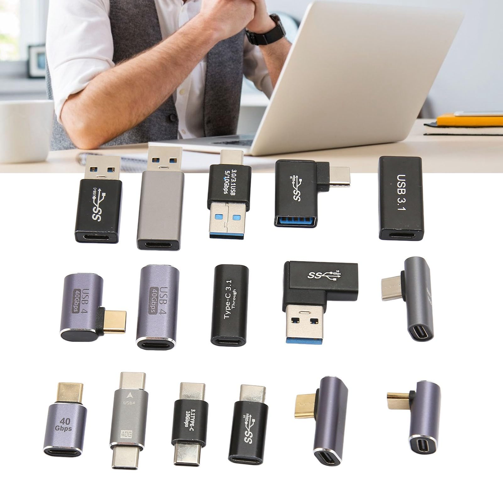 **16 Pack USB C to Lightning Adapter, USB C to USB, USB A to USB C, USB to USB C Female Adapter – SuperSpeed Data Transfer & Fast Charging for iPhone, MacBook, iPad, Android Phones & Laptops – Perfect for Home, Office & Travel**