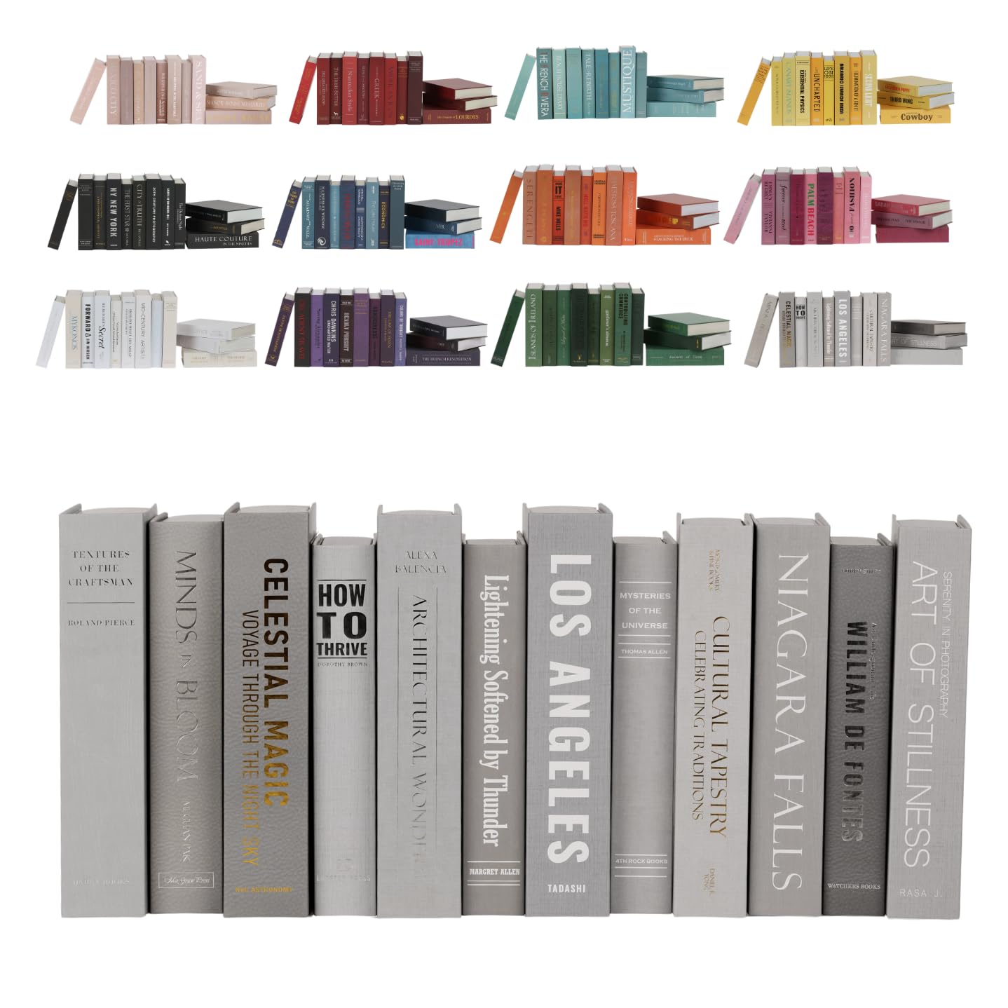 12 Grey Faux Books - Modern Home Decor for Coffee Table & Shelf Styling