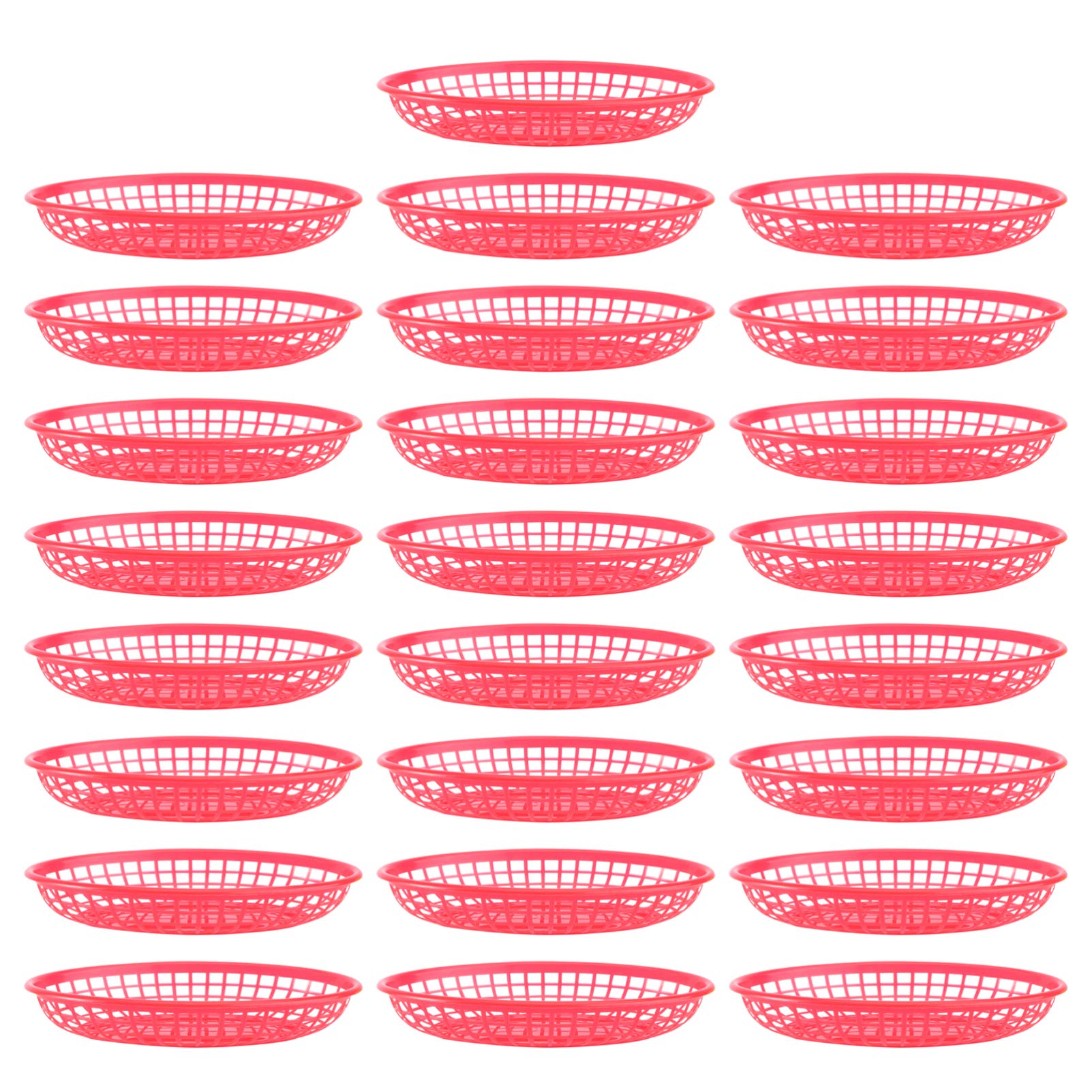 DOITOOL 32-Piece Reusable Plastic Woven Basket Set - Flatware Tray, Bread Basket, Food Storage, Fruit & Vegetable Colander, Washing Baskets - Kitchen Organizer & Centerpiece (Red) - Perfect for Pantry, Dining Table, and Party Serving