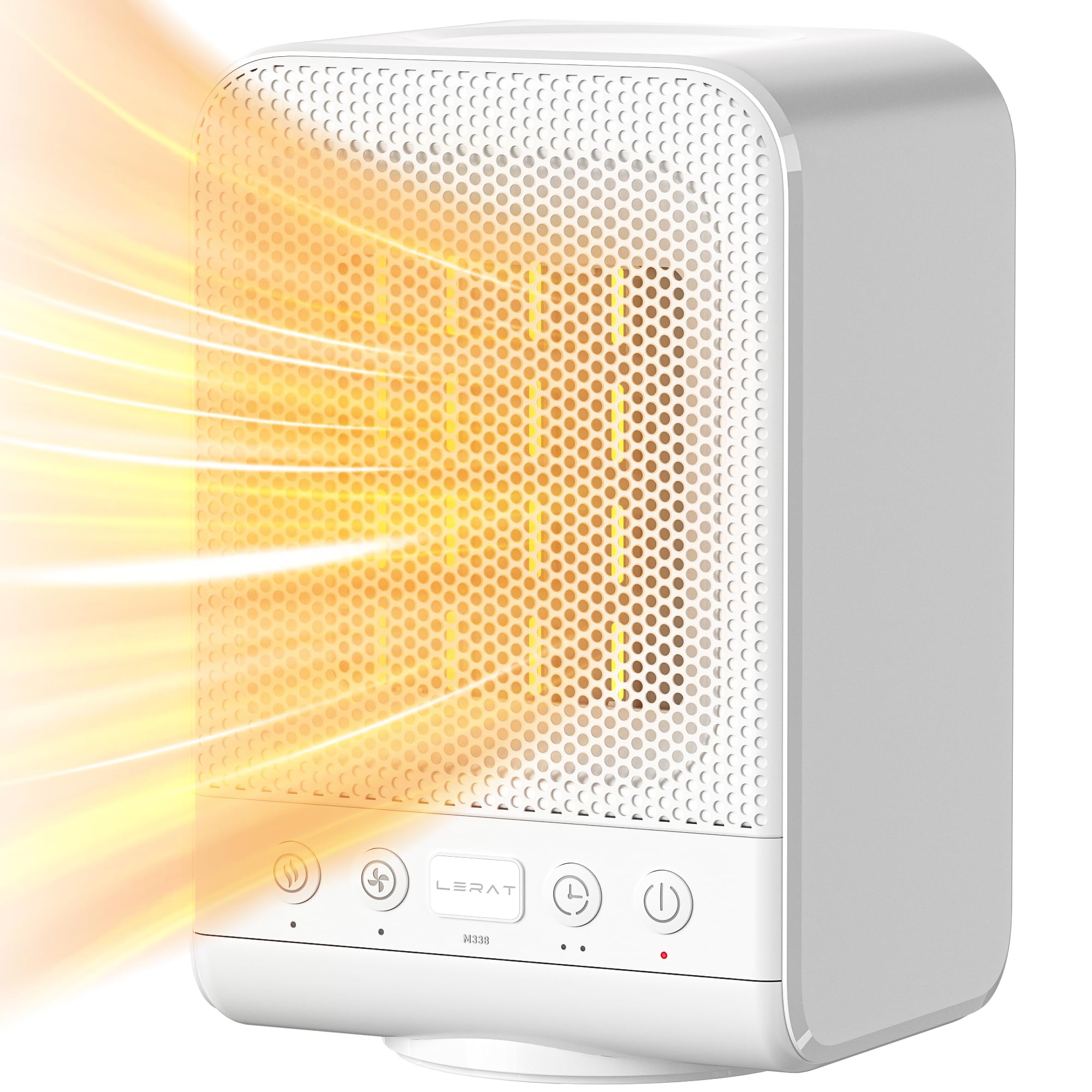 Lerat 1500W PTC Ceramic Space Heater - Portable Electric Heater with Thermostat, 3 Heating Modes & 1-12H Timer for Fast Heating - Perfect for Office, Bedroom & Home Use (White) | Indoor Heating Solution for Winter & Cold Spaces