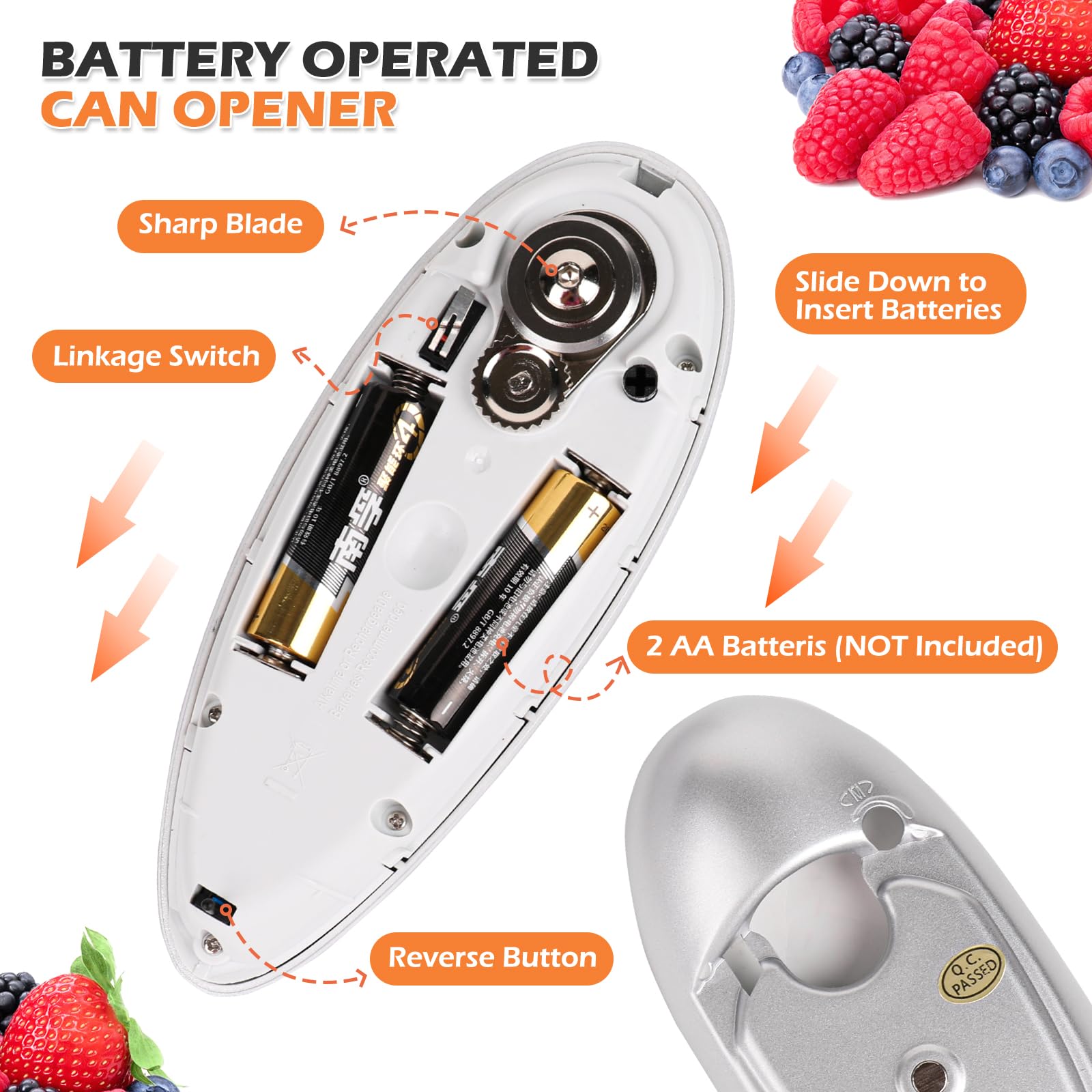 One Touch Electric Can Opener - Automatic Kitchen Can Opener with Smooth Edge, Hands-Free Operation for Easy Use - Perfect for Seniors & Home Cooking (Silver) | Ideal for Camping, Emergency Prep & Everyday Kitchen Tasks