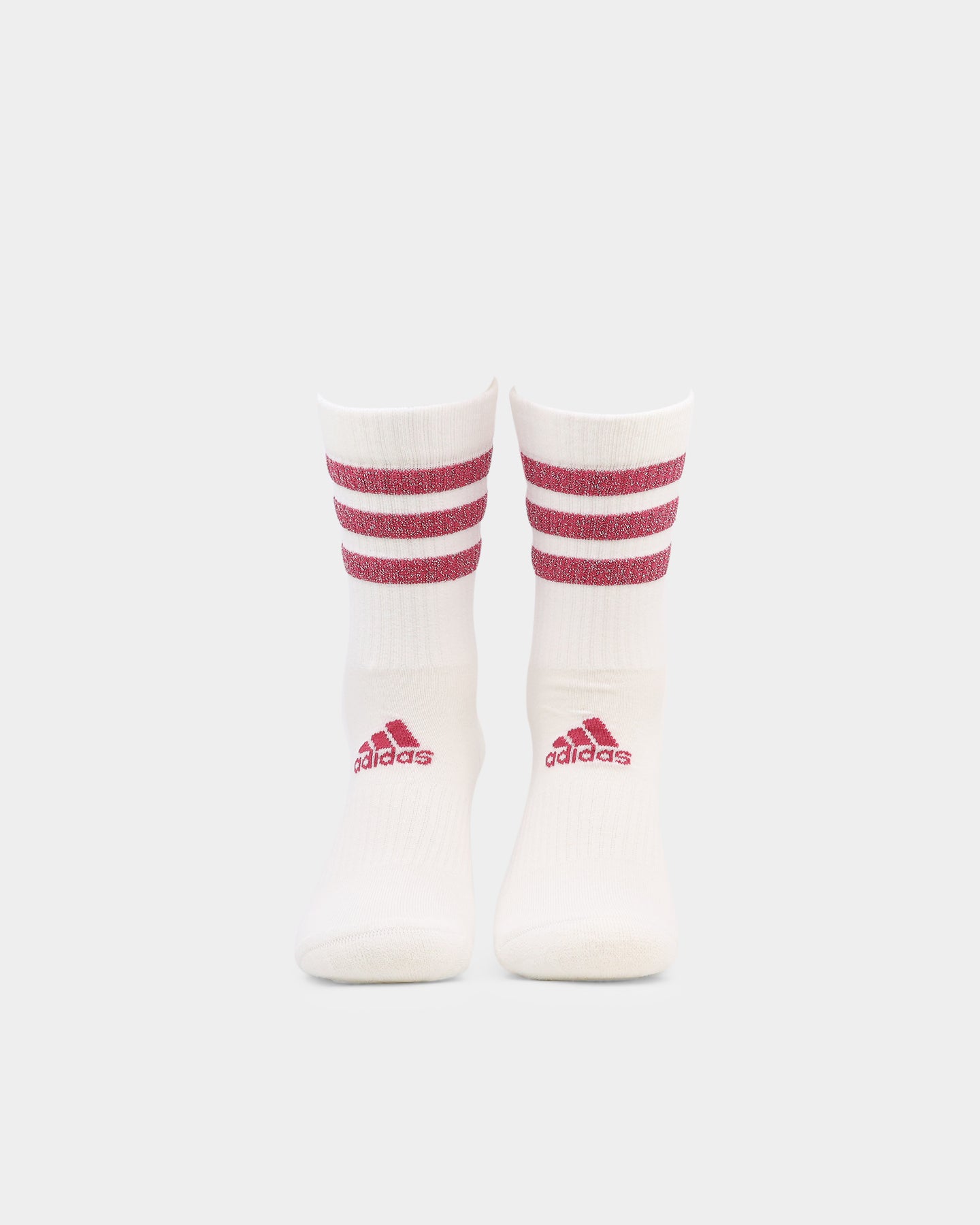 Adidas Women's 3 Stripe Glam Crew Socks 3-Pack (White/Black/Wild Pink/Grey) - Comfortable Athletic Socks for Running, Gym & Casual Wear