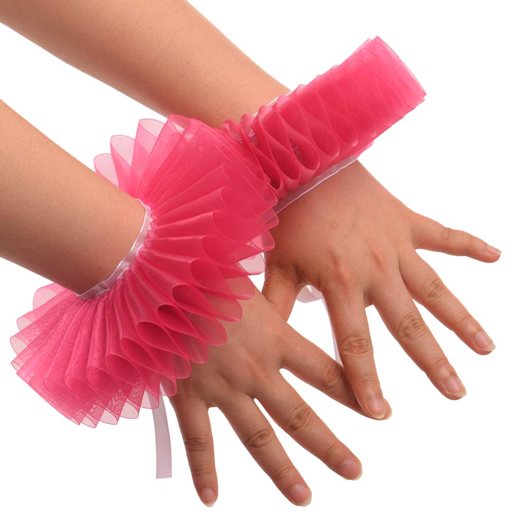 GRACEART Elizabethan Wrist Ruff - Vintage Lace Ruffled Hand Cuffs (2-Piece Set) for Renaissance Fairs, Cosplay, Theater Costumes & Historical Reenactments
