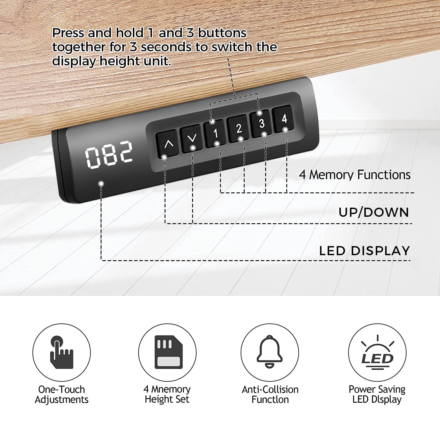 48 x 24 Inches Electric Standing Desk - Adjustable Height Sit Stand Desk with Memory Preset & Wheels, Oak Finish - Perfect for Home Office, Computer Workstation & Ergonomic Workspace Setup