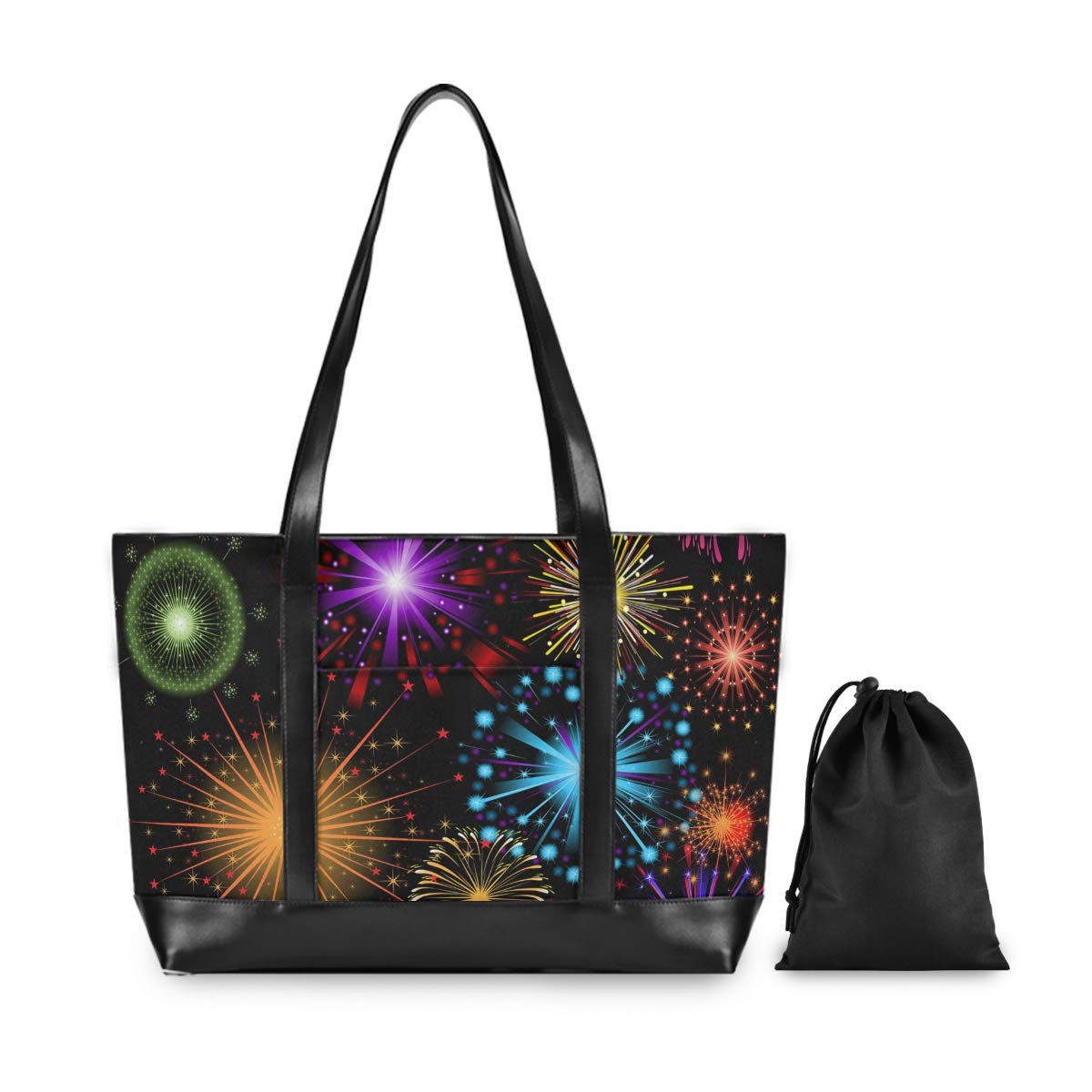 Stylish Women's Laptop Tote Bag for Business & Work - Durable 15.6 Inch Notebook Shoulder Bag with Colorful Fireworks Design | Perfect for Office, Commuting & Travel Accessories