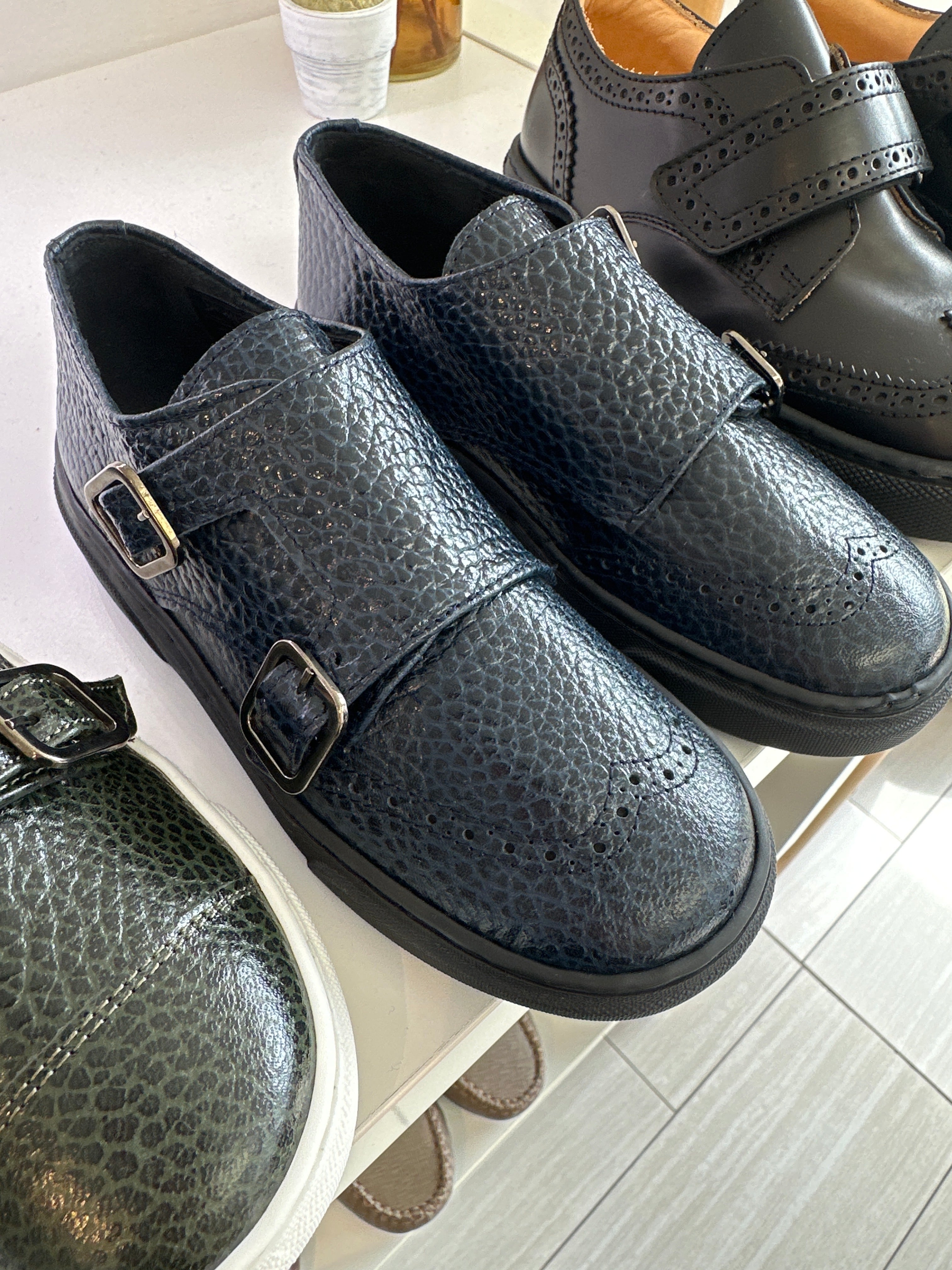 Blublonc Marino Pebbled Wingtip Dress Sneakers for Men - Comfortable Business Casual Shoes for Office, Wedding & Formal Events