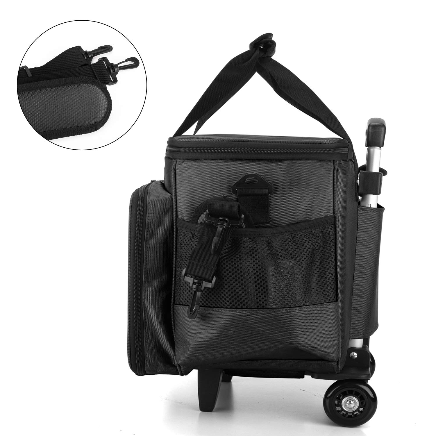 Luxja Rolling Sewing Machine Trolley Bag with Removable Pad - Portable Sewing Machine Case with Wheels for Singer, Brother & Janome - Perfect for Quilting, Crafting & Sewing Classes - Black Storage Organizer for Needles, Threads & Accessories