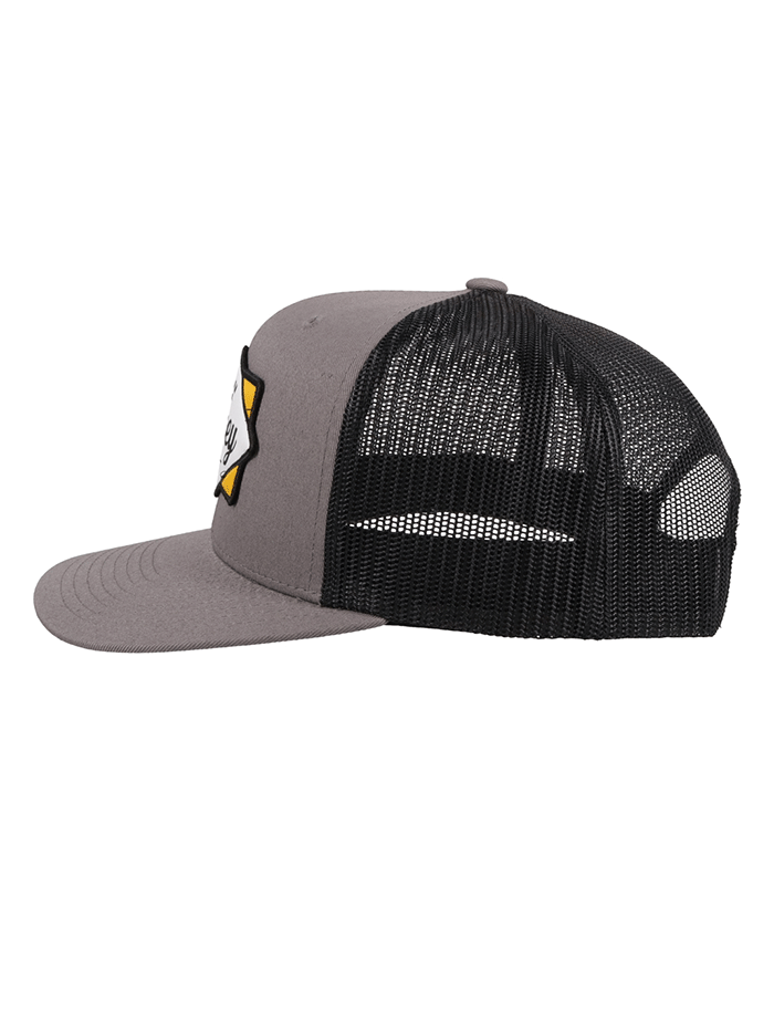Hooey 2122T GYBK Diamond Trucker Hat - Grey & Black Adjustable Snapback Cap for Men & Women - Perfect for Outdoor Activities, Fishing, and Casual Wear