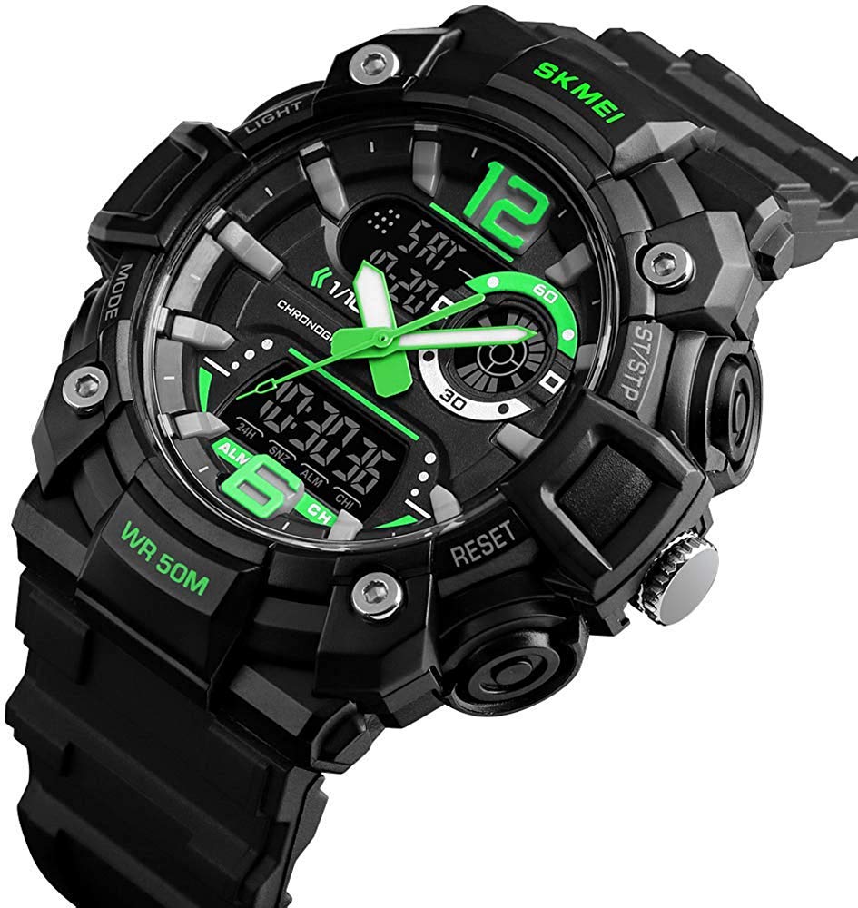 MASTOP Men's Analog Digital Dual Display Military Sports Watch - Waterproof, Shockproof, Multifunction with Alarm & LED Backlight - Perfect for Outdoor, Running, Hiking & Daily Use