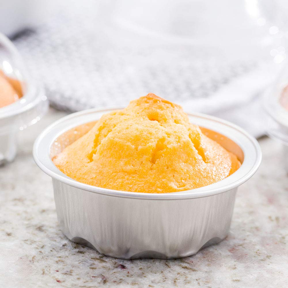 1.7 oz Disposable Ramekins with Lids - 100 Pack Round Aluminum Creme Brulee Cups | Oven & Freezer Safe Baking Containers for Cupcakes, Muffins & Desserts | Perfect for Restaurants, Catering & Home Baking