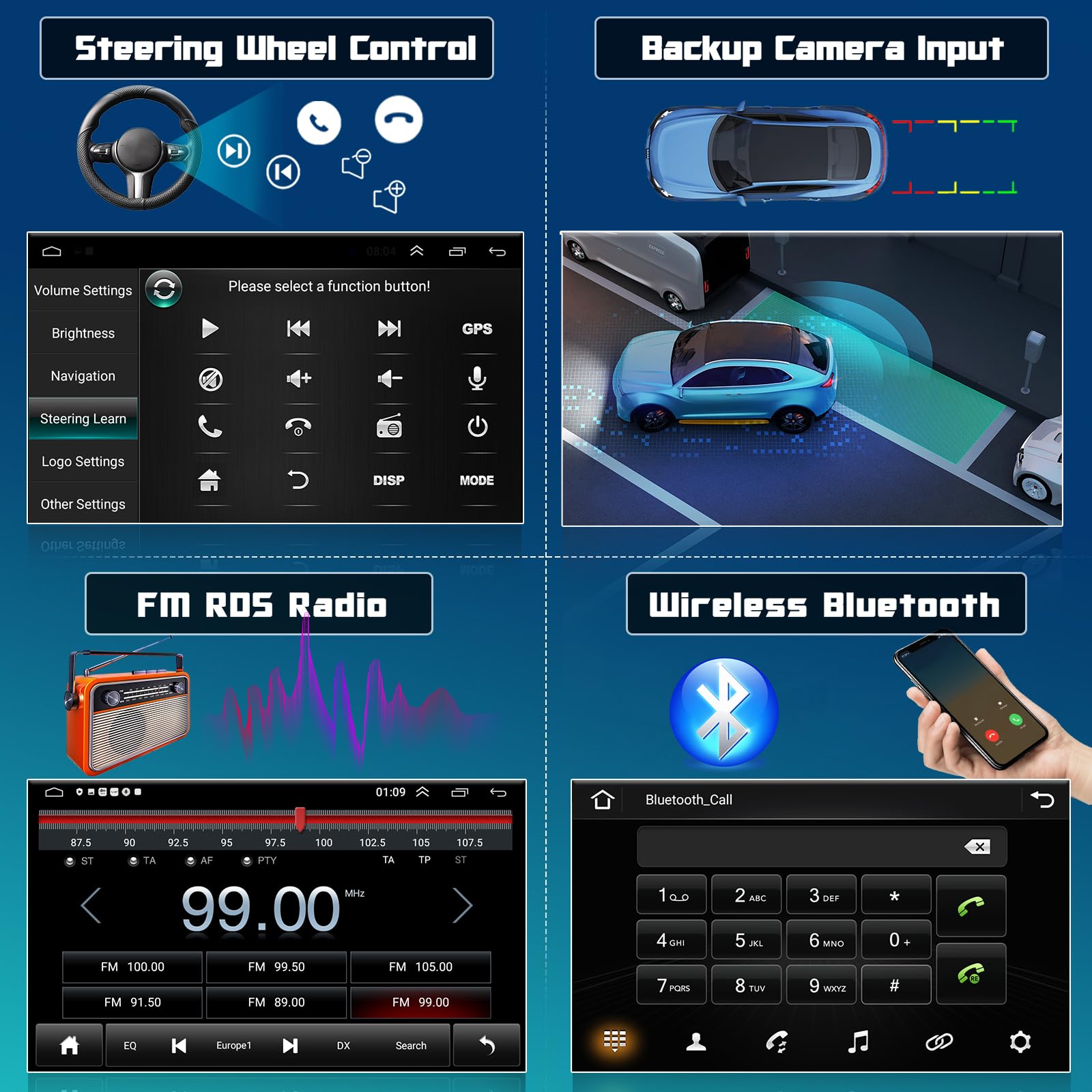 Hikity 7 Inch Android Car Stereo for Ford Focus S-Max Mondeo Galaxy II C-Max Kuga - Touchscreen Radio with CarPlay Android Auto GPS Navigation WiFi Backup Camera HiFi FM RDS SWC - Perfect for Upgrading Your Ford Car Entertainment System