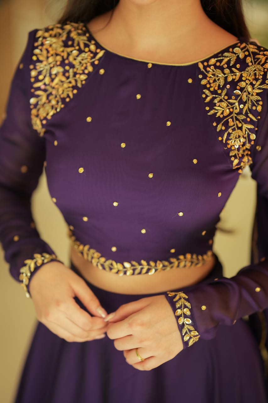 Aashmika Violet Designer Lehenga Choli Set for Women | Indian Ethnic Party Wear | Wedding, Festival & Special Occasion Outfit