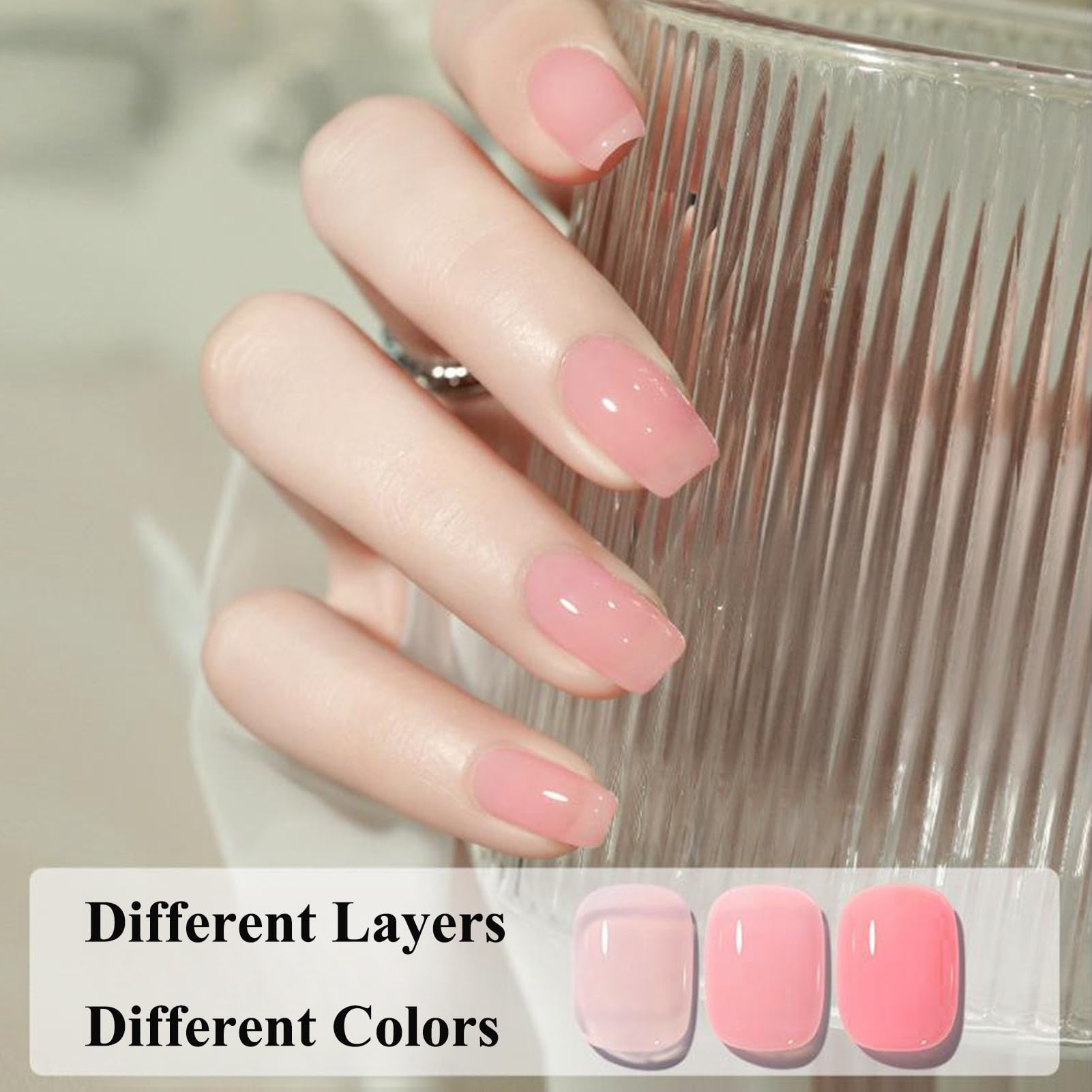 Clear Pink Nail Polish - Quick Dry & Long Lasting Sheer Jelly Polish, Translucent Tinted Nail Lacquer for Natural Look | Perfect for Everyday Wear, French Manicures & All Seasons