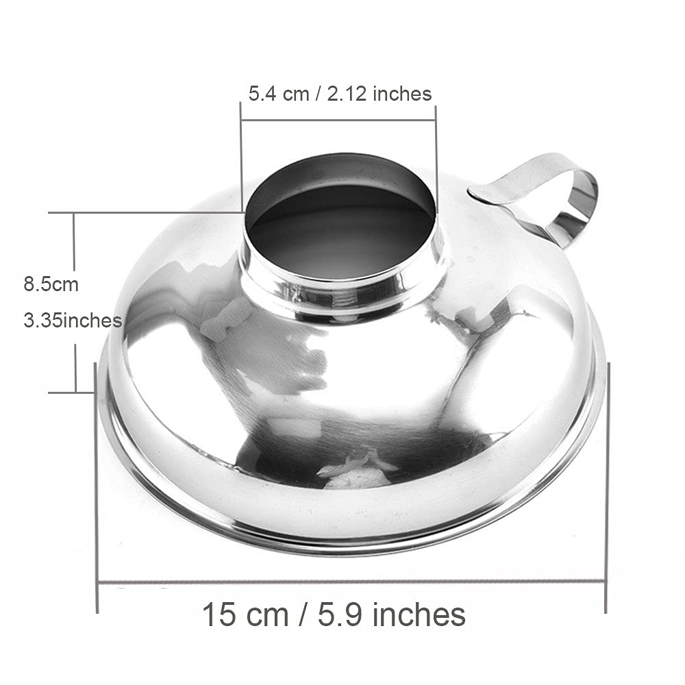 Stainless Steel Canning Funnel for Wide & Regular Jars - Large Kitchen Funnel with Handle for Home Canning, Preserving, Jam Making & DIY Food Storage