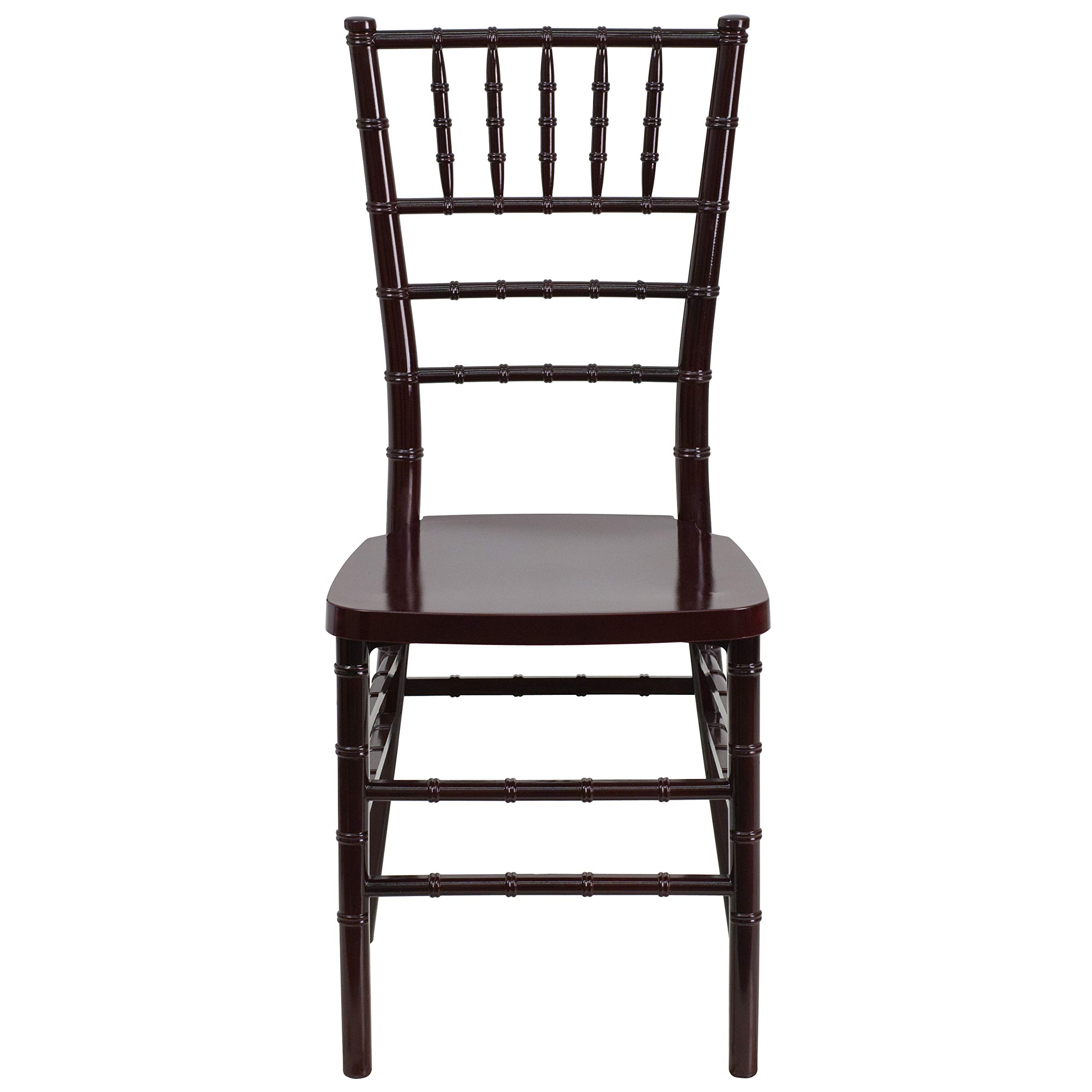 EMMA + OLIVER 2 Pack Mahogany Resin Stackable Chiavari Chairs - Elegant Banquet, Wedding & Event Furniture for Indoor/Outdoor Parties, Receptions & Dining Areas