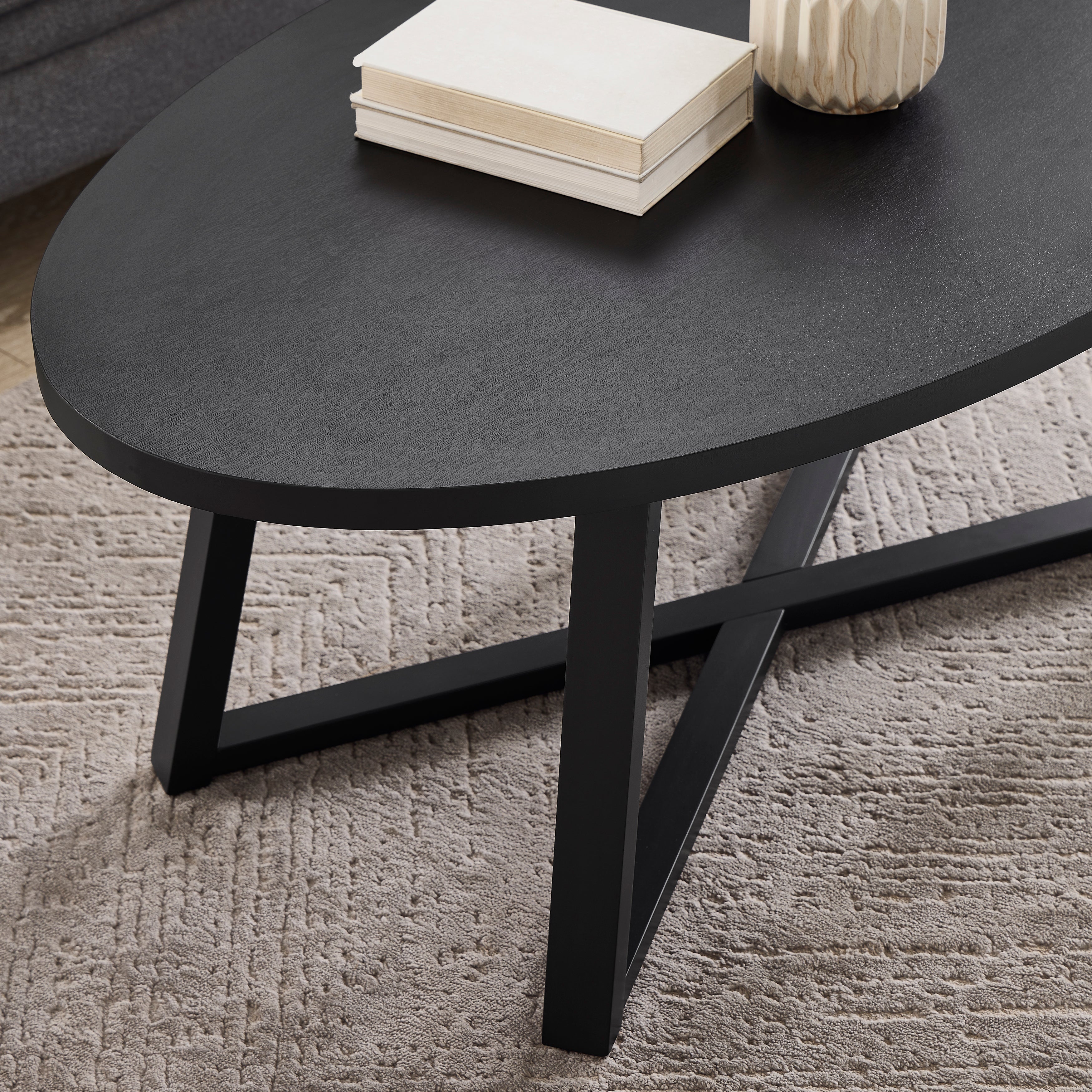 Modern Harmony Wood Oval Coffee Table - Roundhill Furniture - Stylish & Durable Living Room Centerpiece for Home Decor