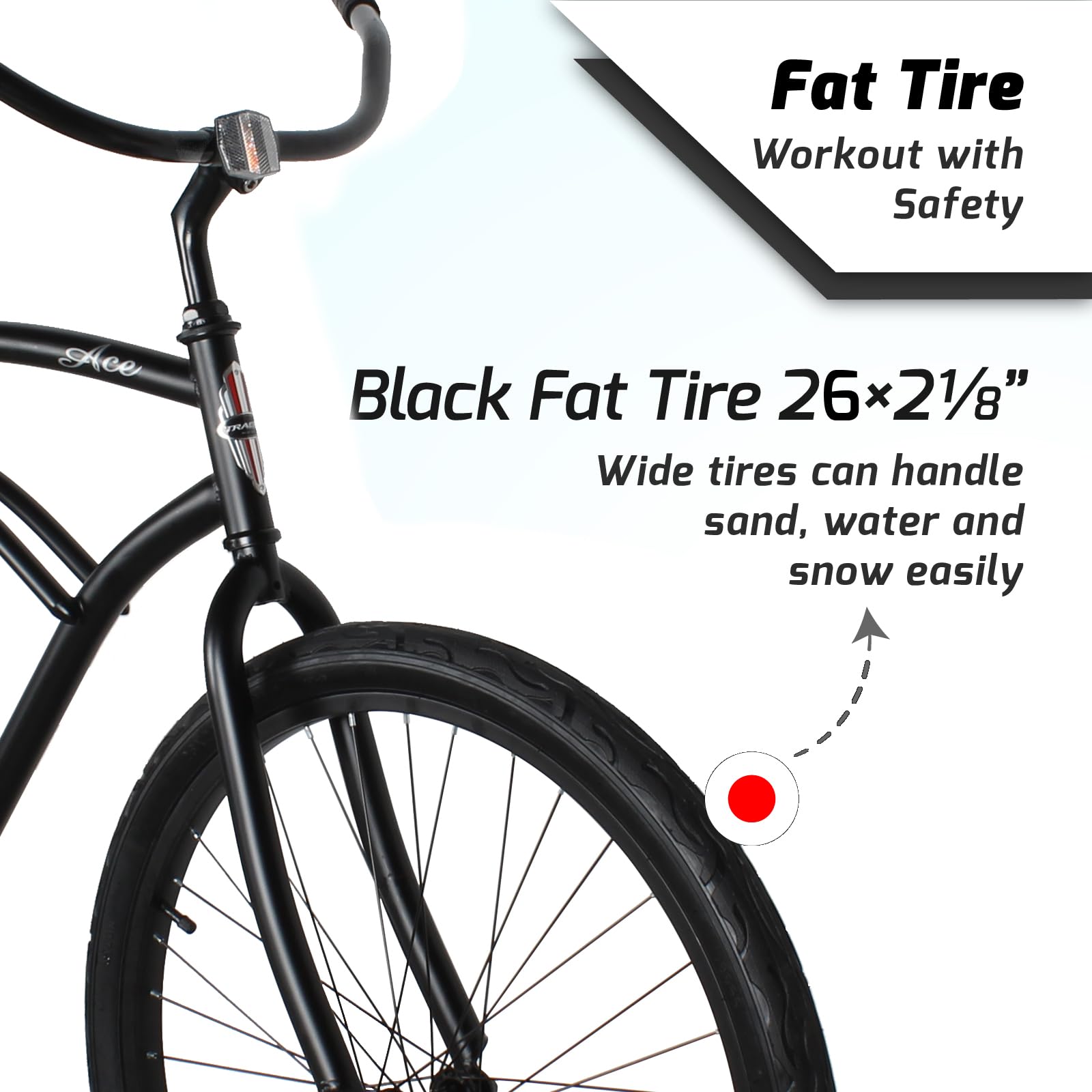Tracer ACE 26 Inch Single Speed Beach Cruiser Bike for Men & Women - Coaster Brake, Comfortable Ride, Multiple Color Options - Perfect for Beach Cruising, City Commuting & Leisure Cycling