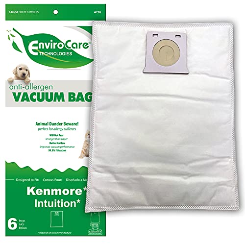EnviroCare Replacement Vacuum Cleaner Bags - 6 Pack Compatible with Kenmore Intuition Upright Vacuums | HEPA Filter | Dust-Free Cleaning for Home, Office & Pet Hair Removal