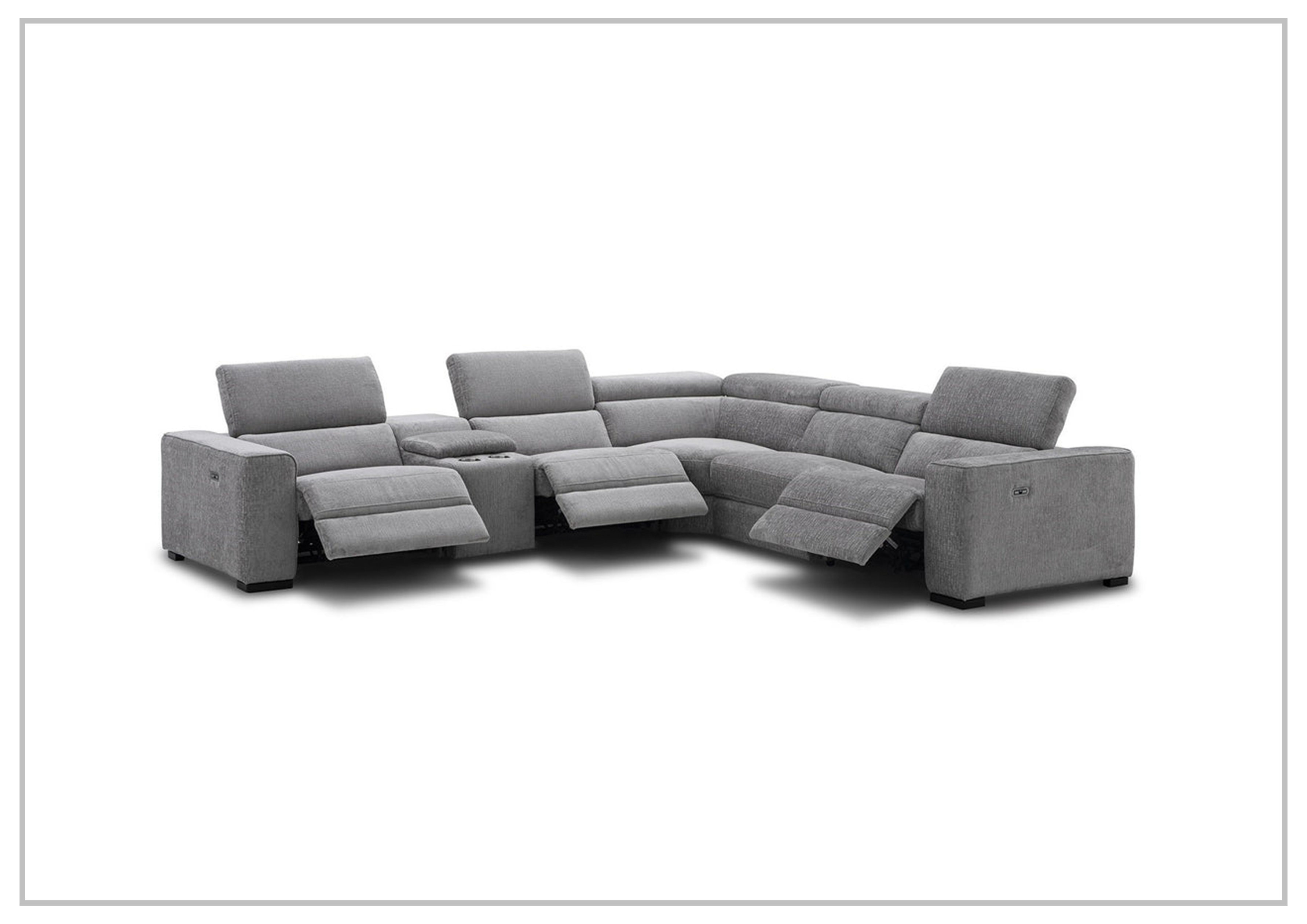 Gio Italia Aventura L-Shaped Fabric Power Reclining Sectional Sofa - Modern Recliner Couch with USB Charging for Living Room, Home Theater & Family Room Comfort